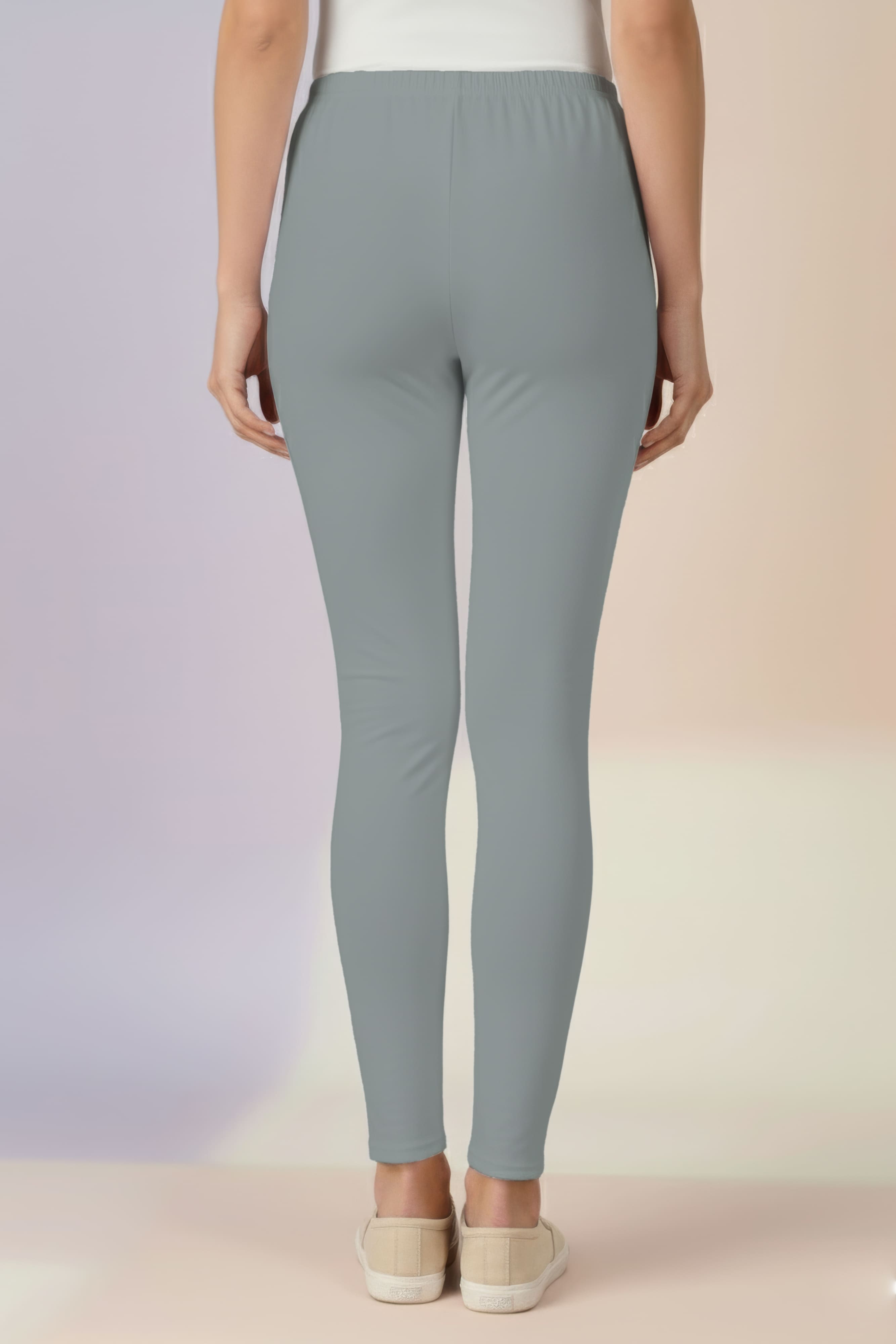 Metal Grey Ankle Length Leggings