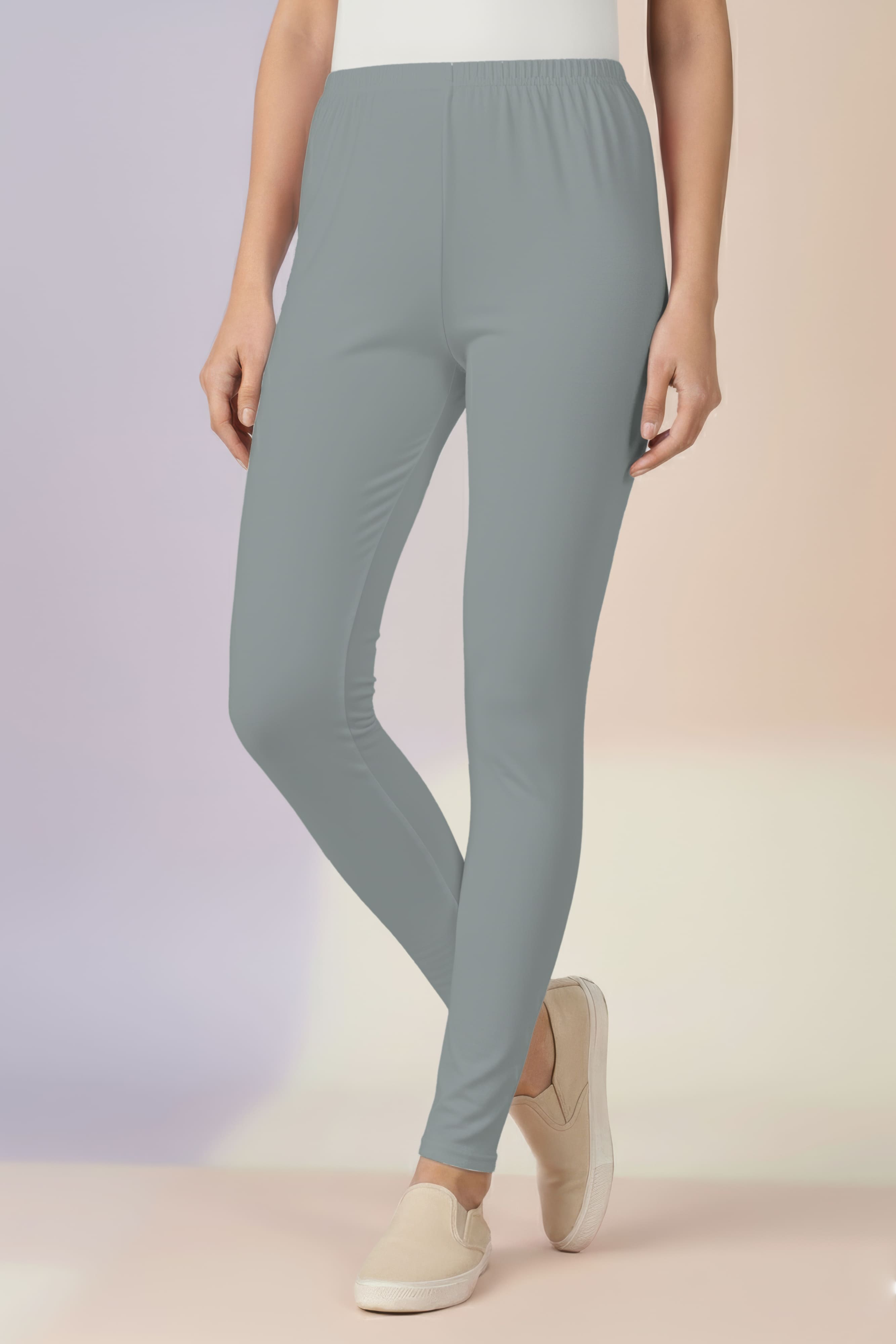 Metal Grey Ankle Length Leggings