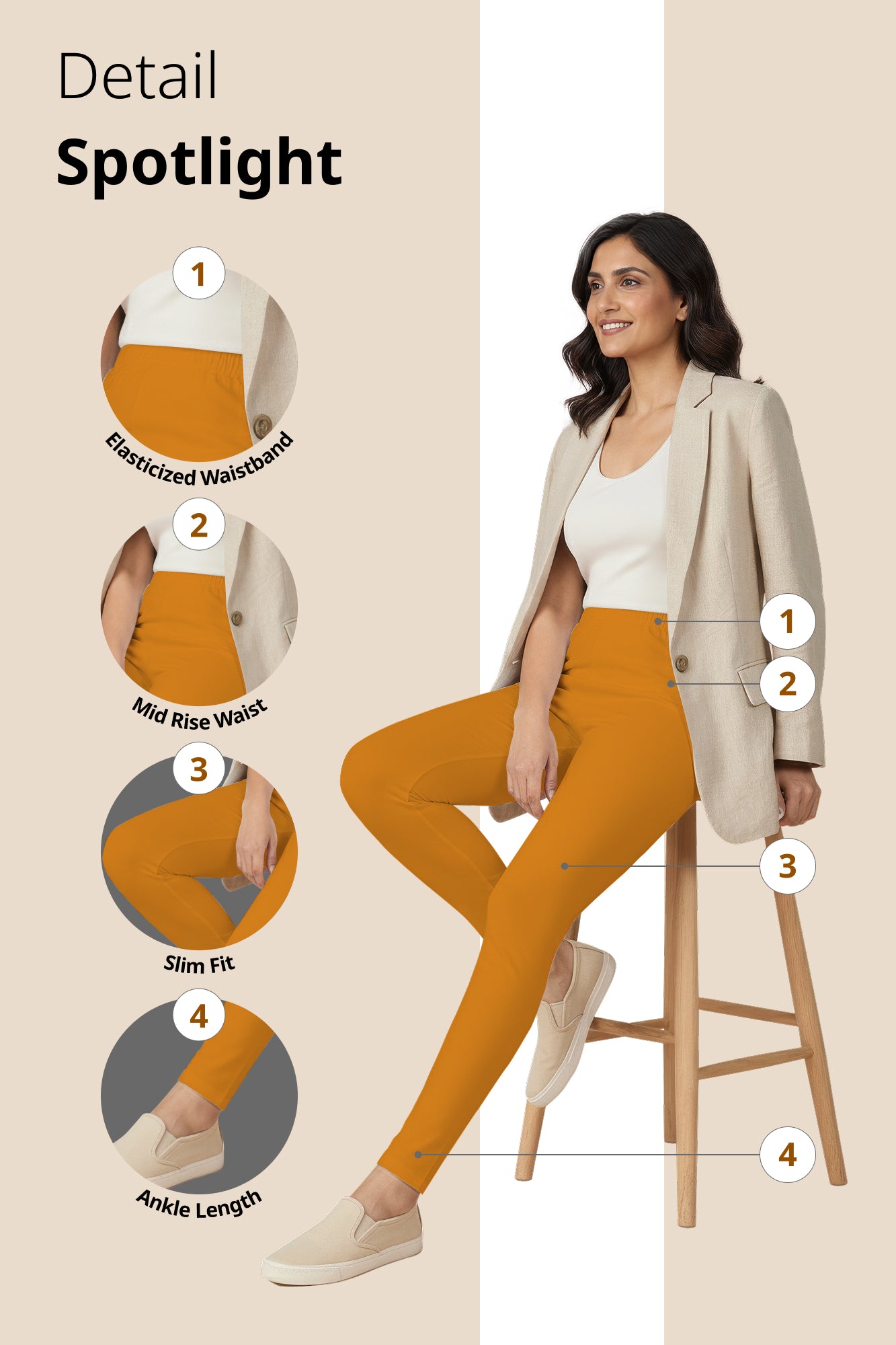 Metallic Gold Ankle Length Leggings