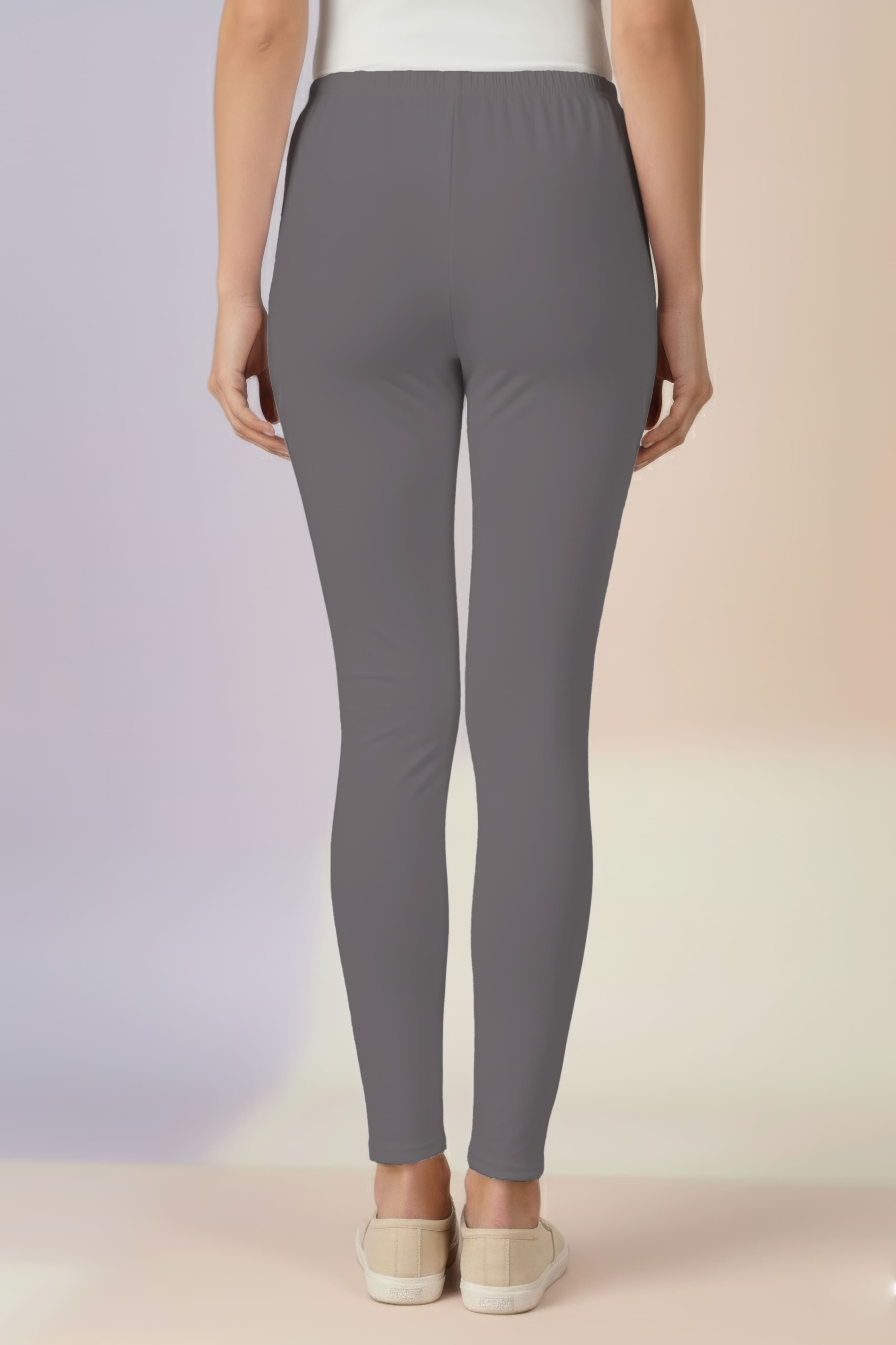 Metallic Grey Ankle Length Leggings