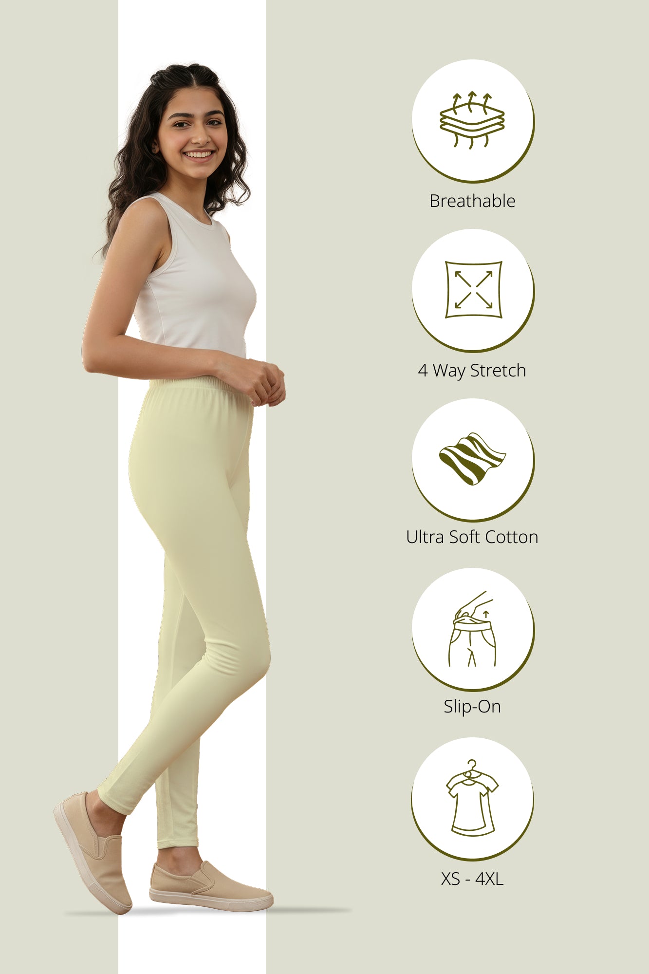 Milky White Ankle Length Leggings