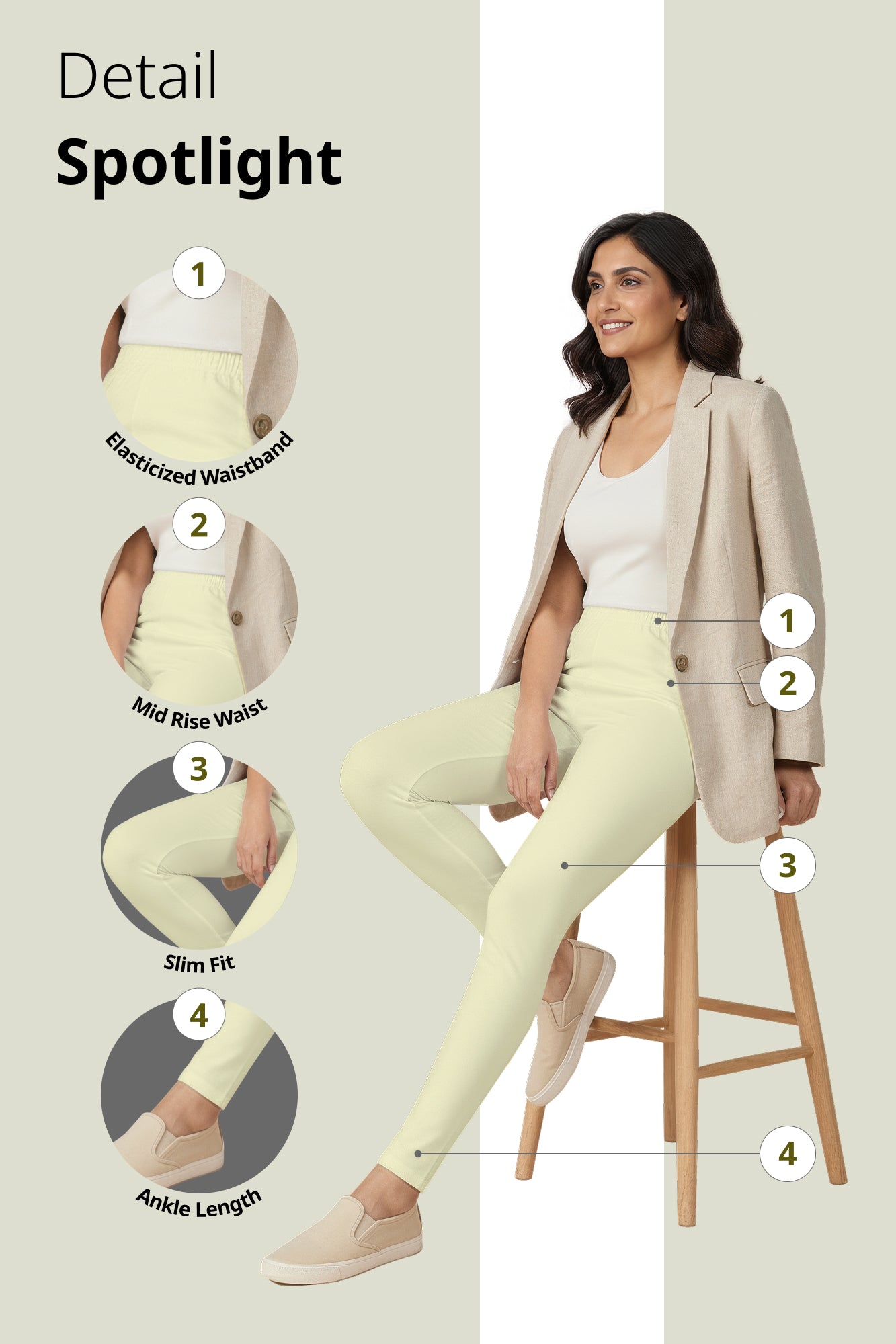 Milky White Ankle Length Leggings