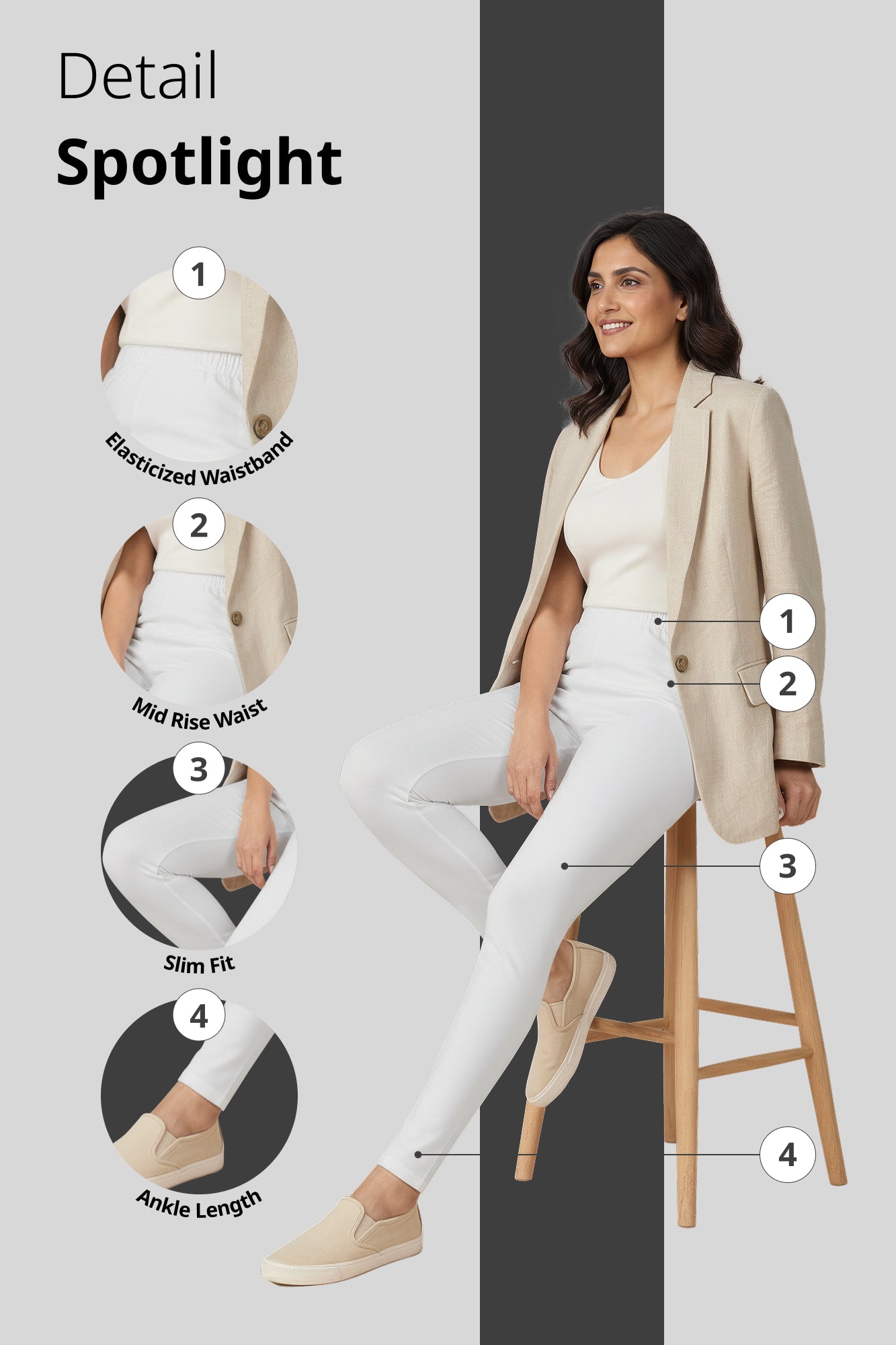 Off White Ankle Length Leggings