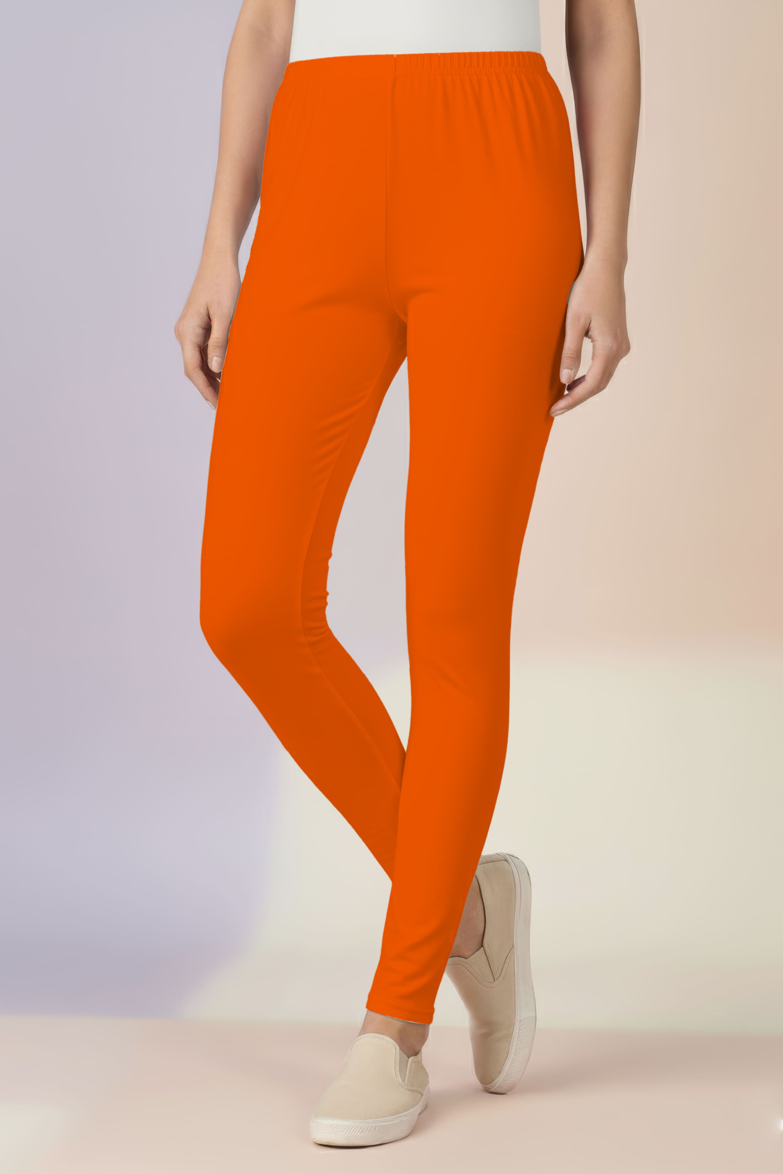 Orange Ankle Length Leggings