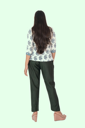 Military Green Rayon Silk Pants
