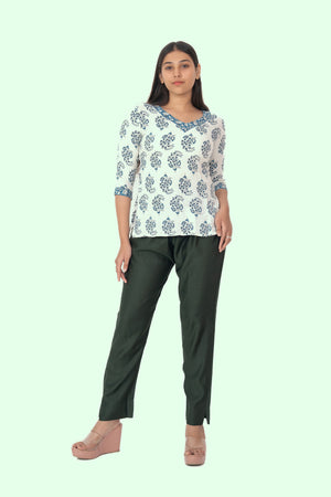 Military Green Rayon Silk Pants