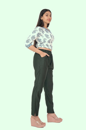 Military Green Rayon Silk Pants
