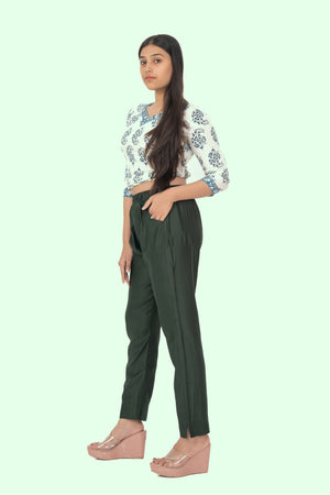 Military Green Rayon Silk Pants