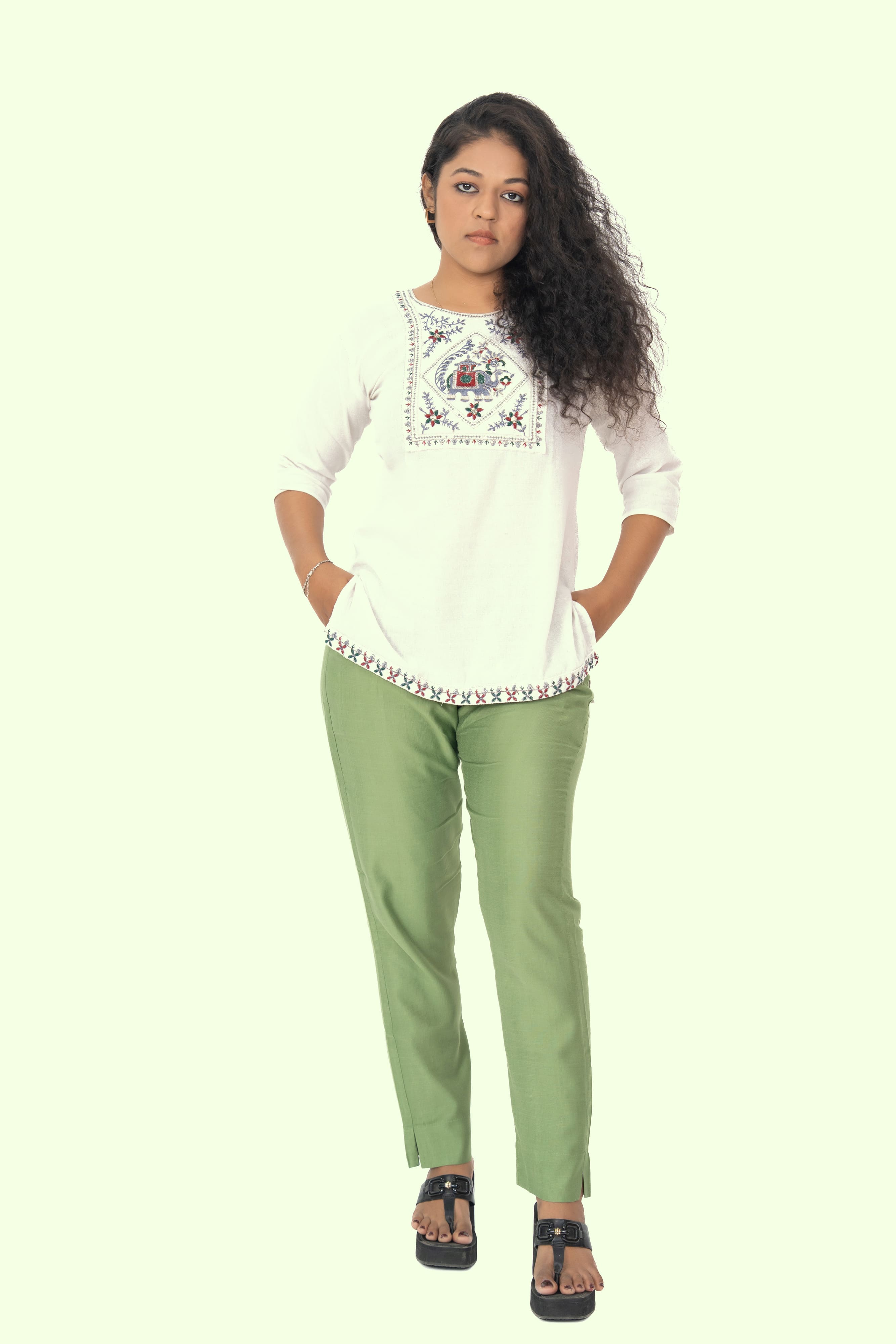 Mehandi Rayon Silk Pants