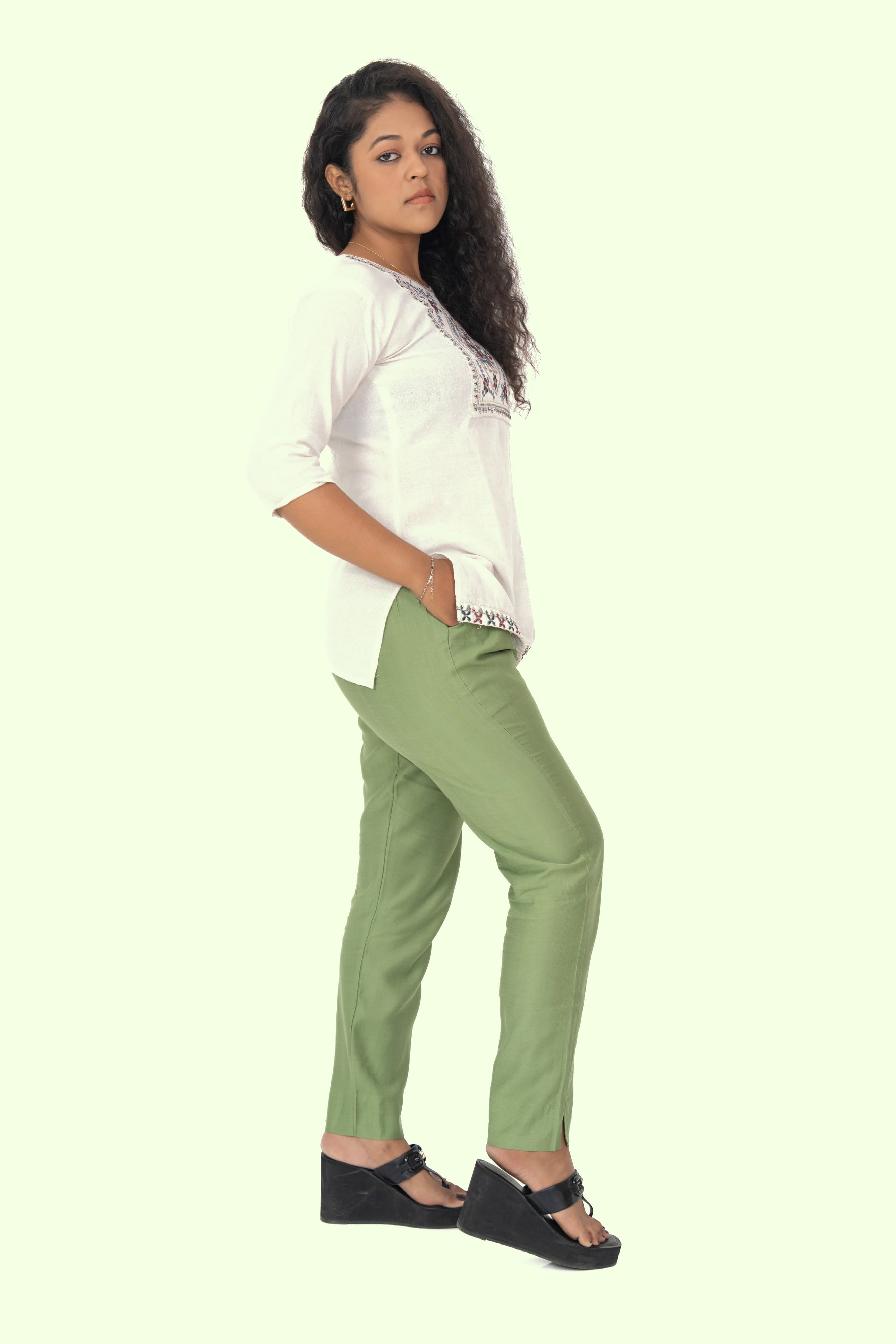 Mehandi Rayon Silk Pants