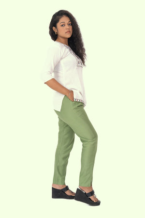 Mehandi Rayon Silk Pants