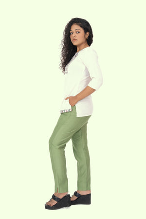 Mehandi Rayon Silk Pants