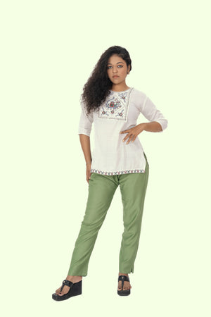 Mehandi Rayon Silk Pants