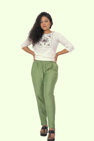 Mehandi Rayon Silk Pants