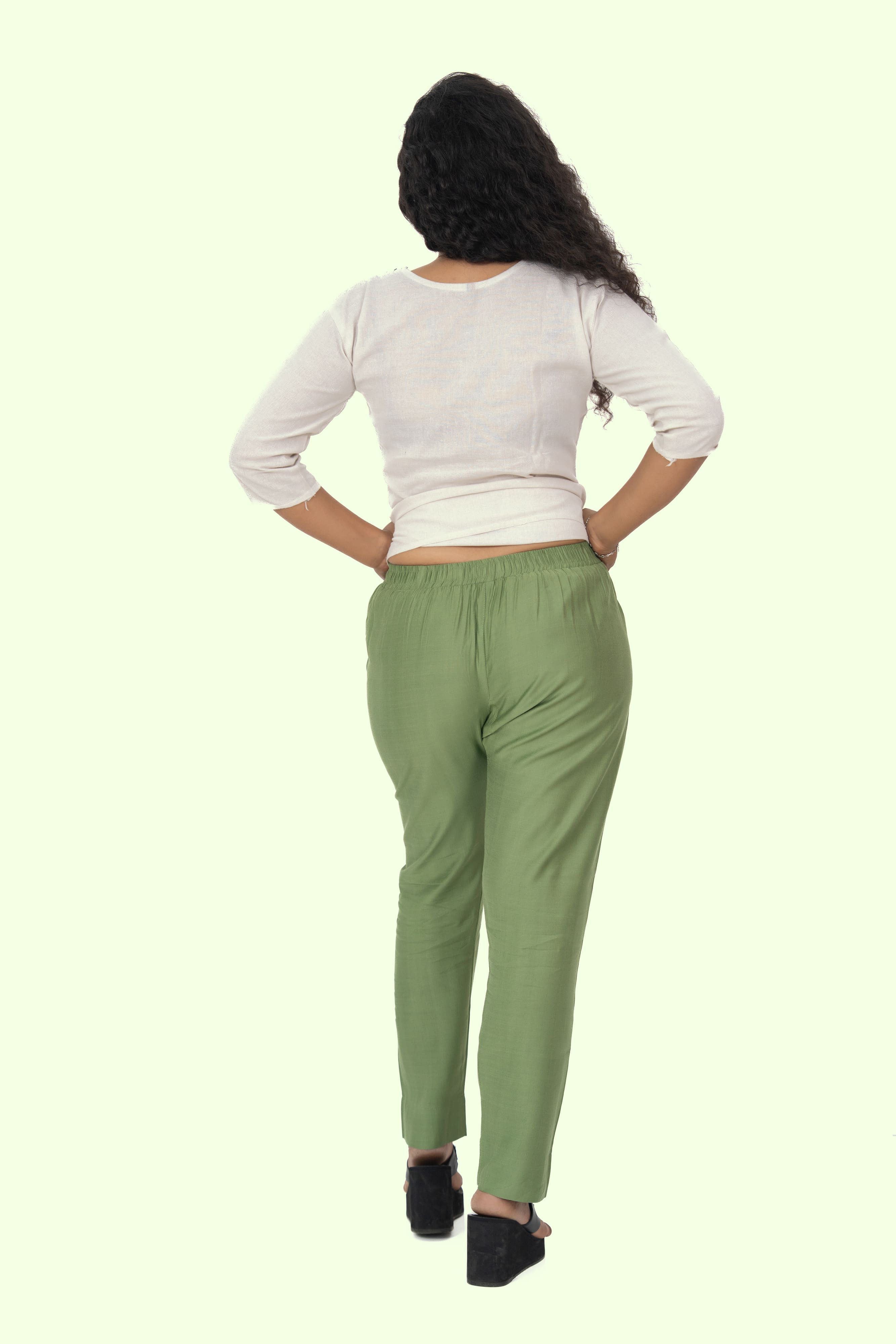 Mehandi Rayon Silk Pants