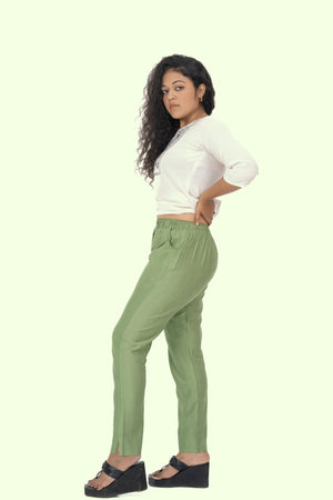 Mehandi Rayon Silk Pants
