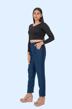 Blue Rayon Silk Pants