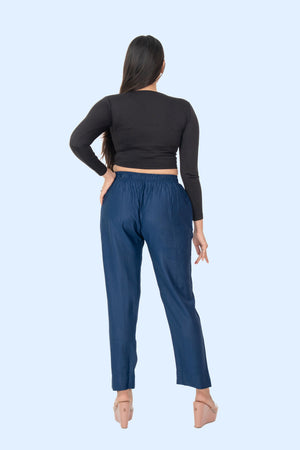 Blue Rayon Silk Pants
