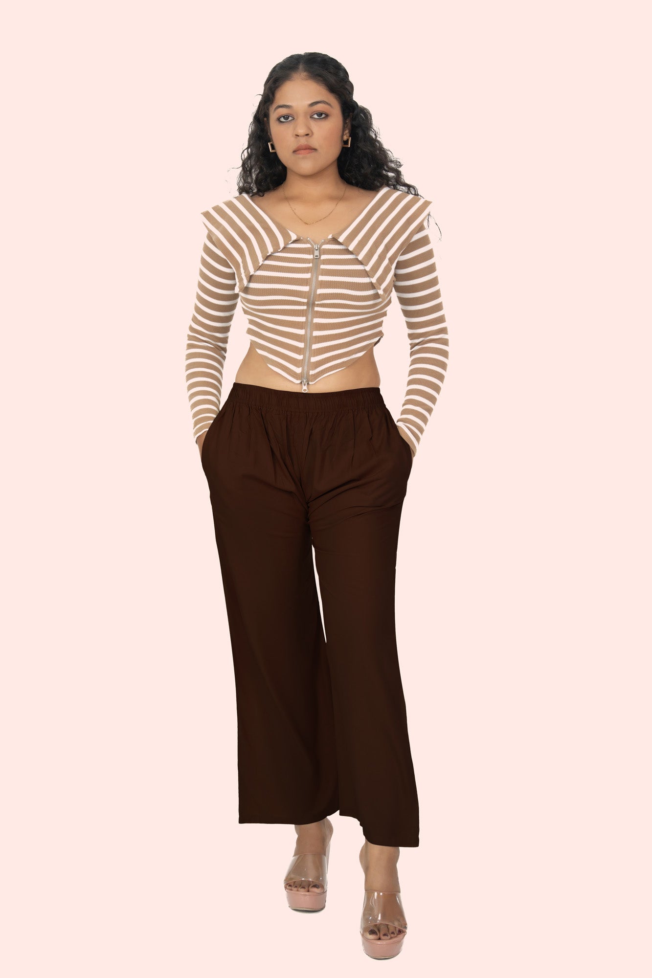 Brown Pocket Premium Rayon Palazzo