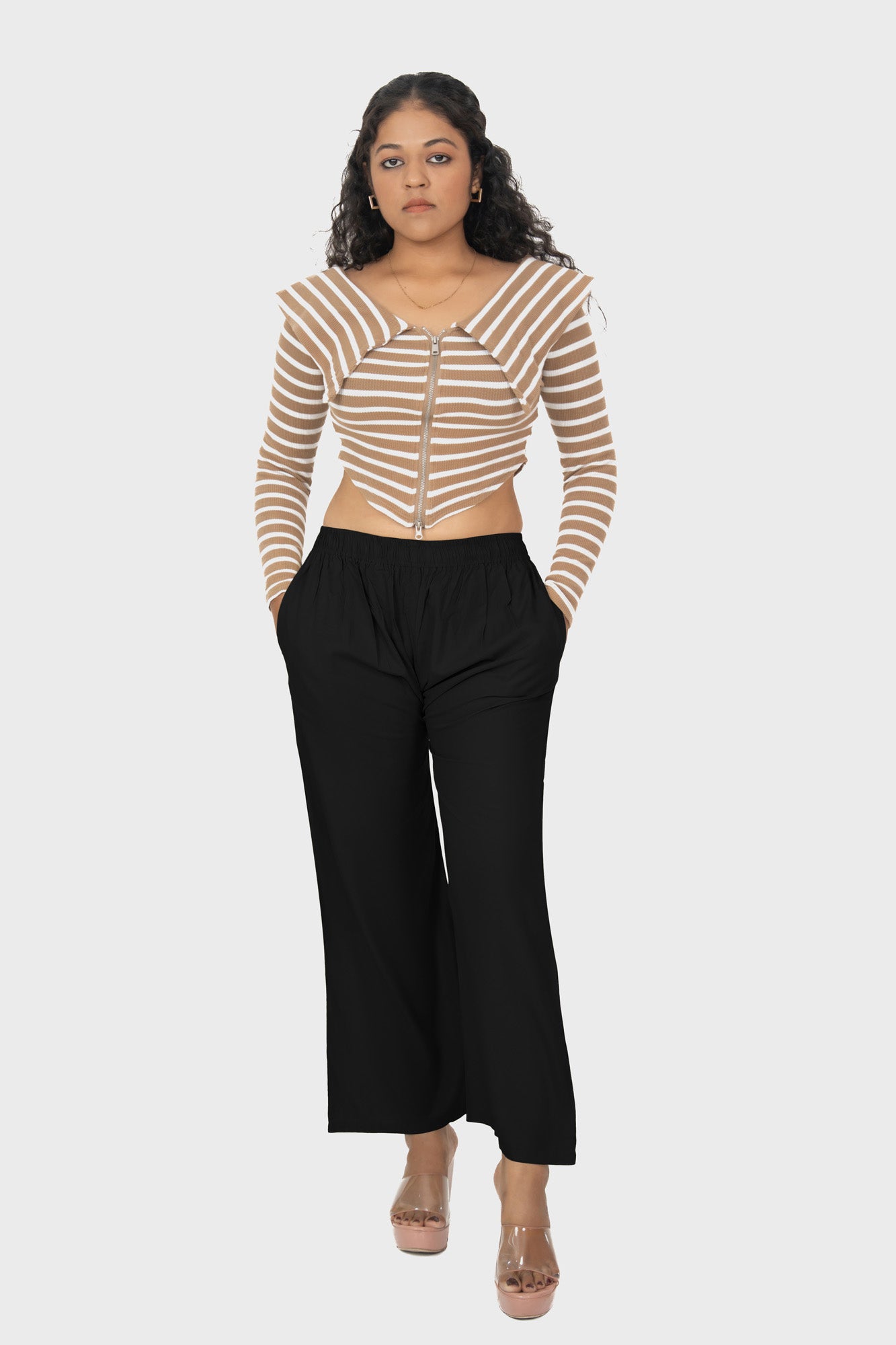 Black Pocket Premium Rayon Palazzo