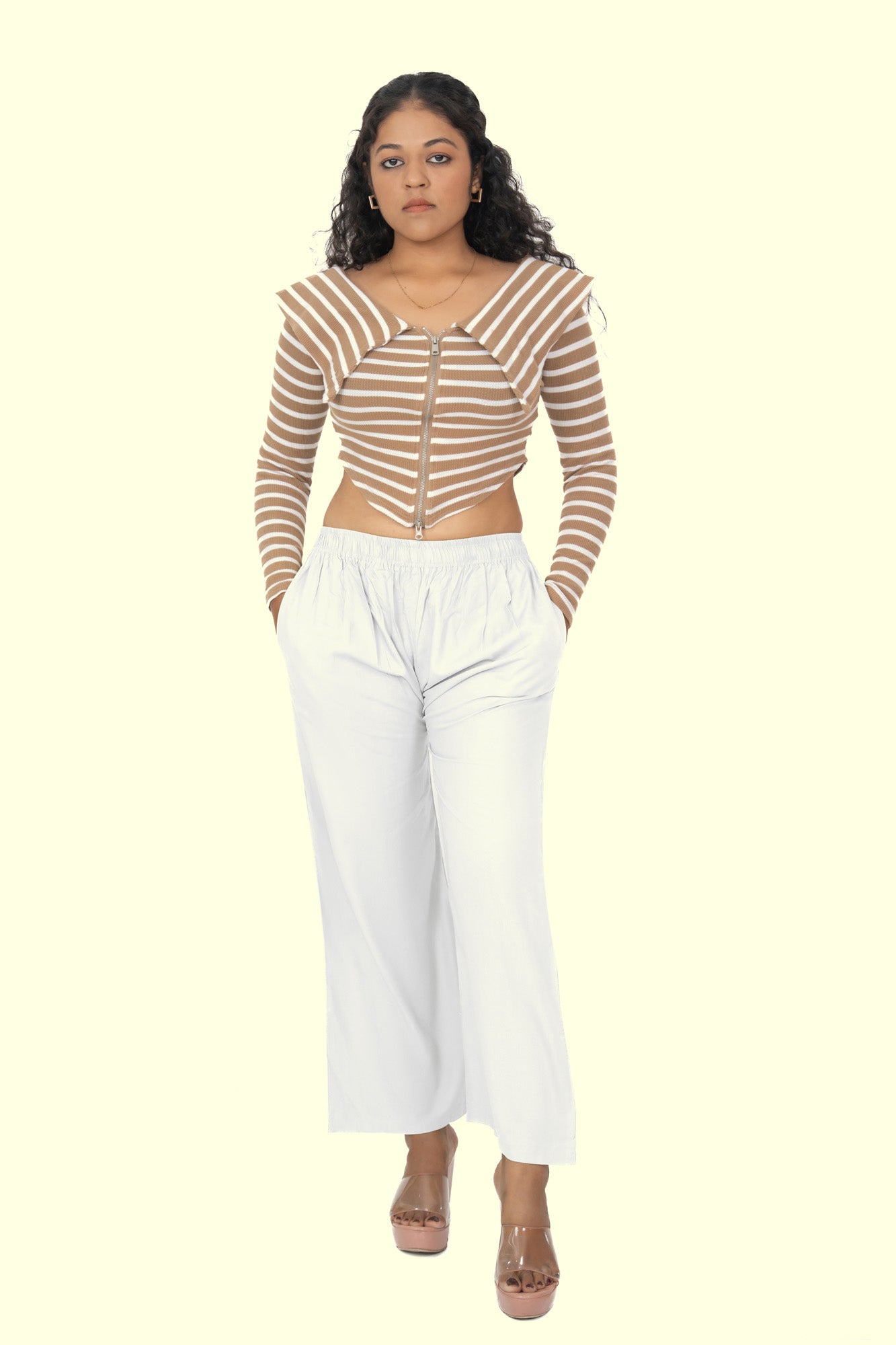 White Pocket Premium Rayon Palazzo