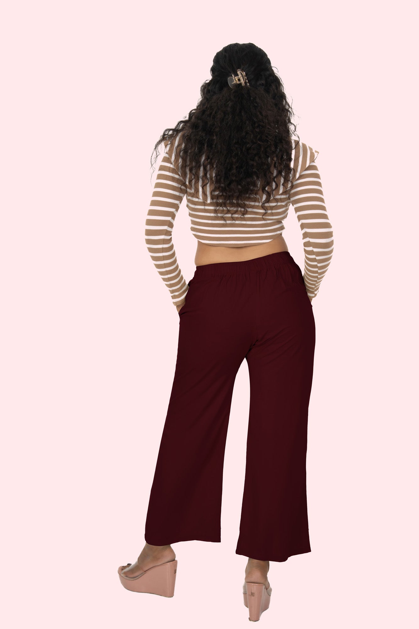 Maroon Pocket Premium Rayon Palazzo