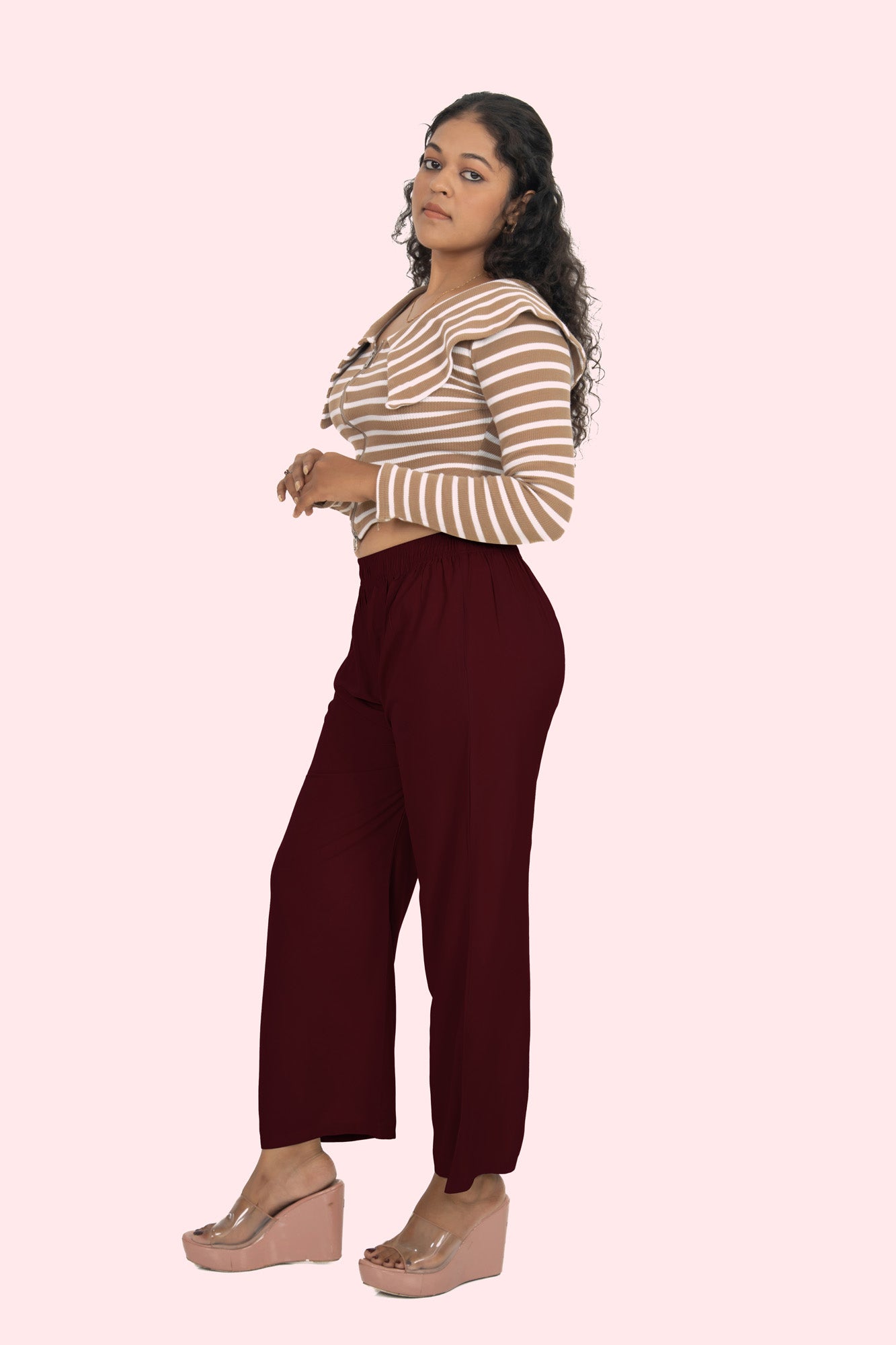Maroon Pocket Premium Rayon Palazzo