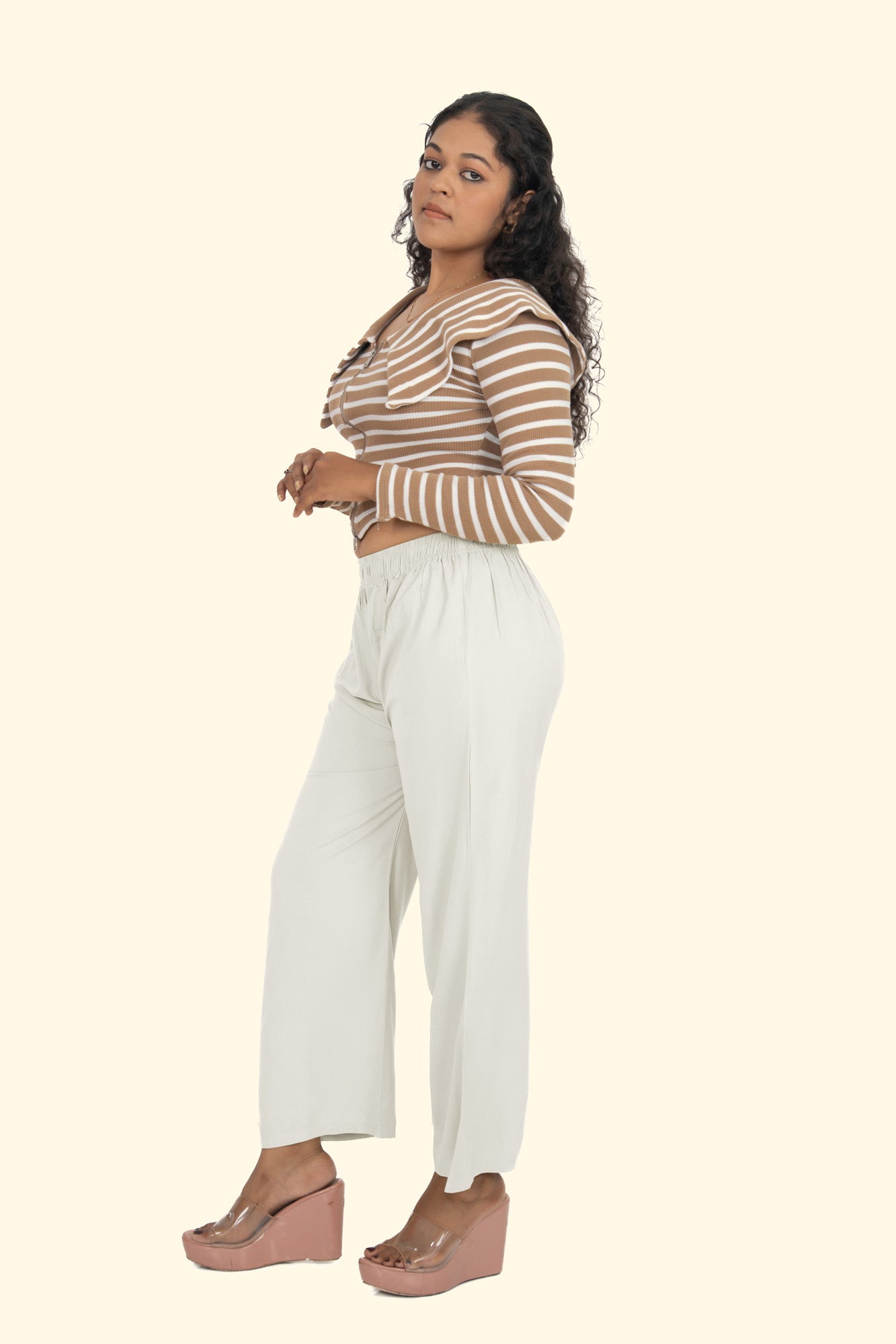 Off White Pocket Premium Rayon Palazzo