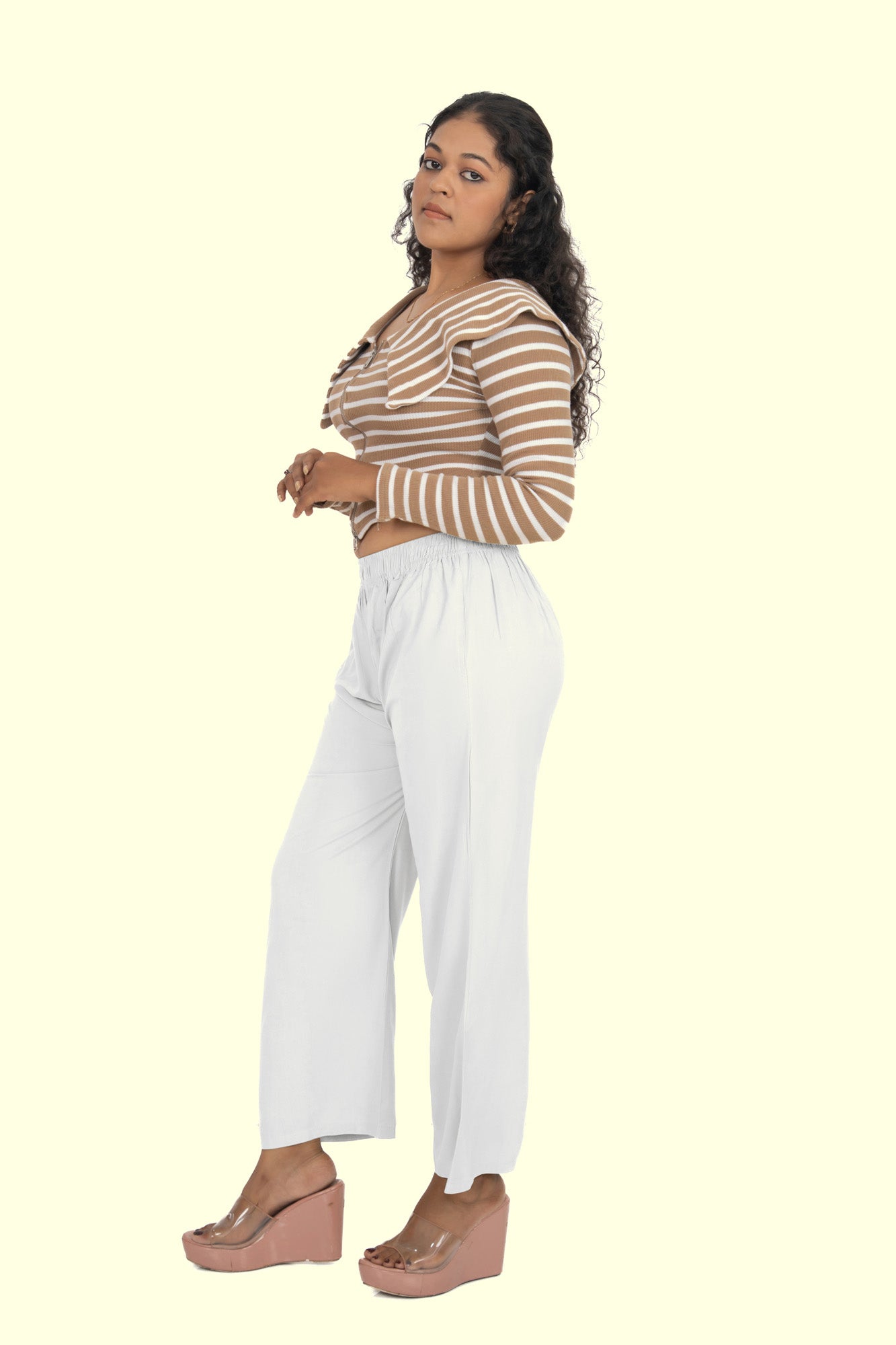 White Pocket Premium Rayon Palazzo