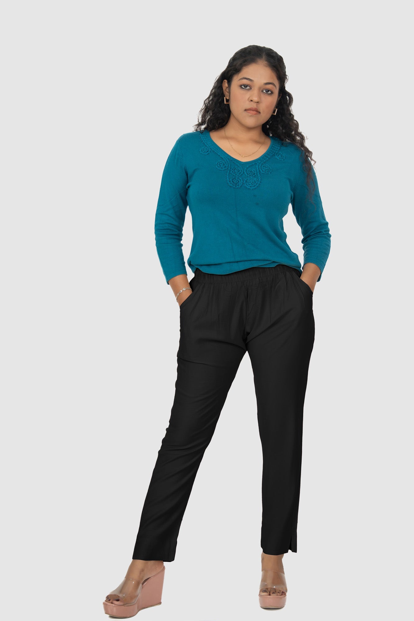 Black Rayon Silk Pants