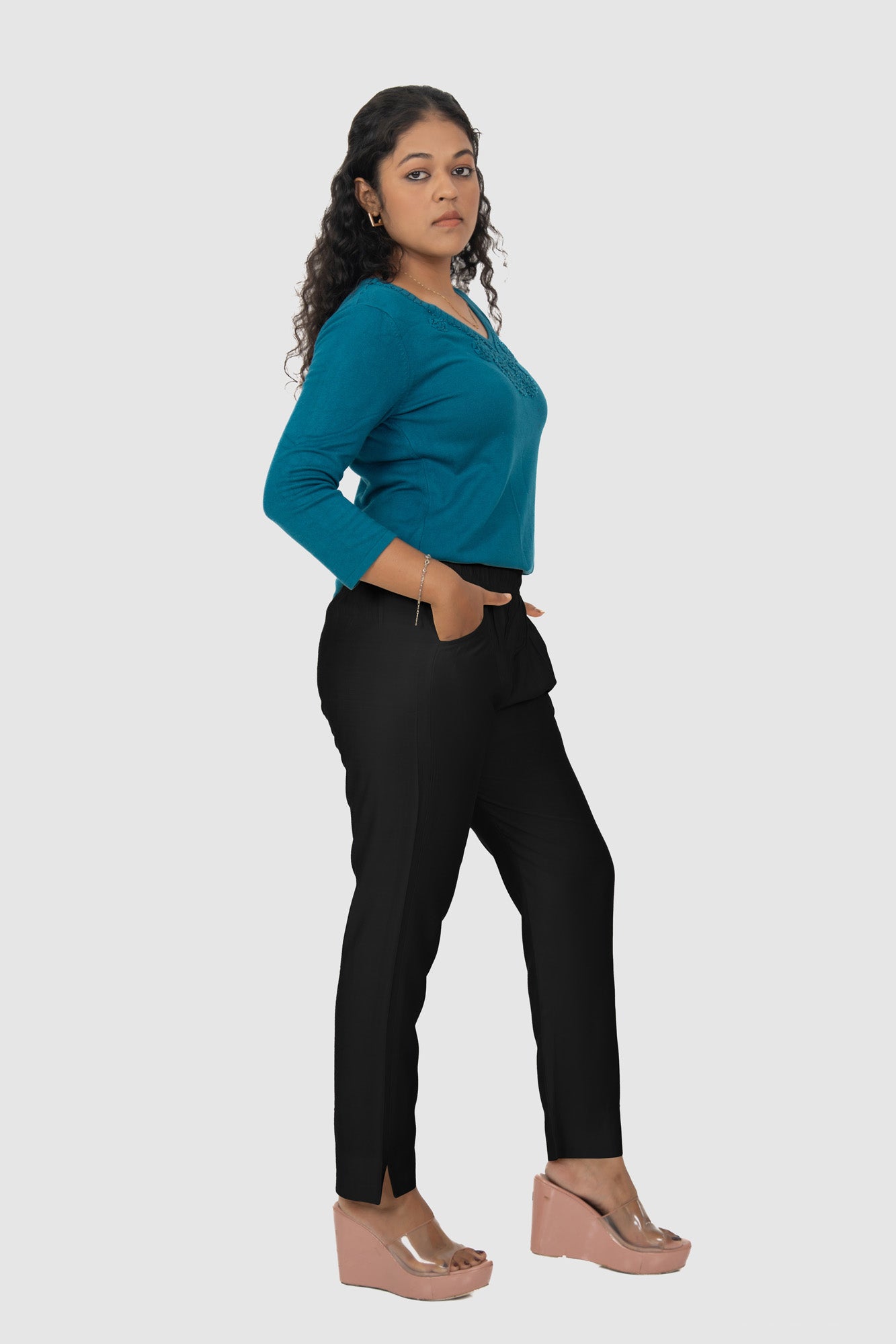 Black Rayon Silk Pants