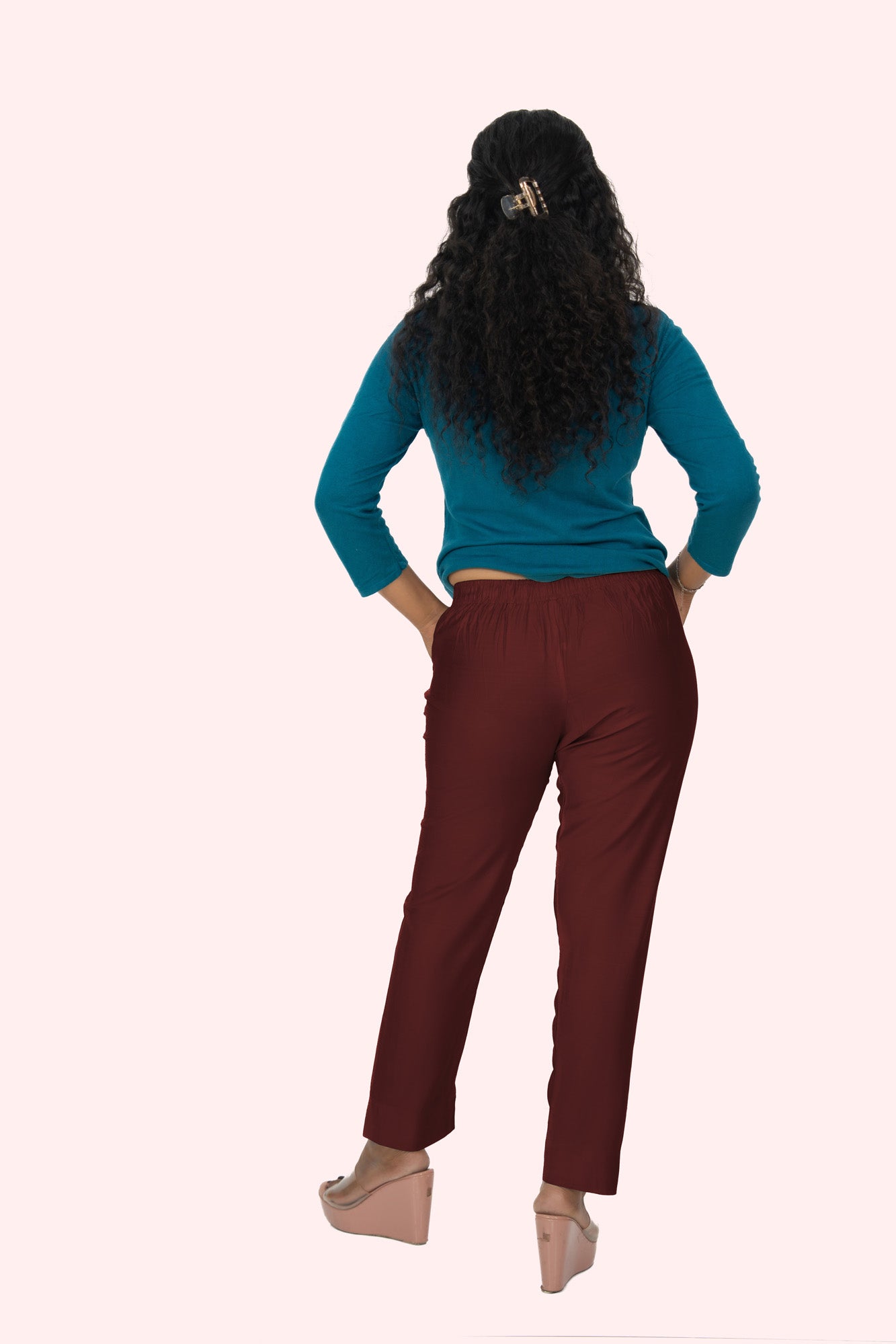 Maroon Rayon Silk Pants