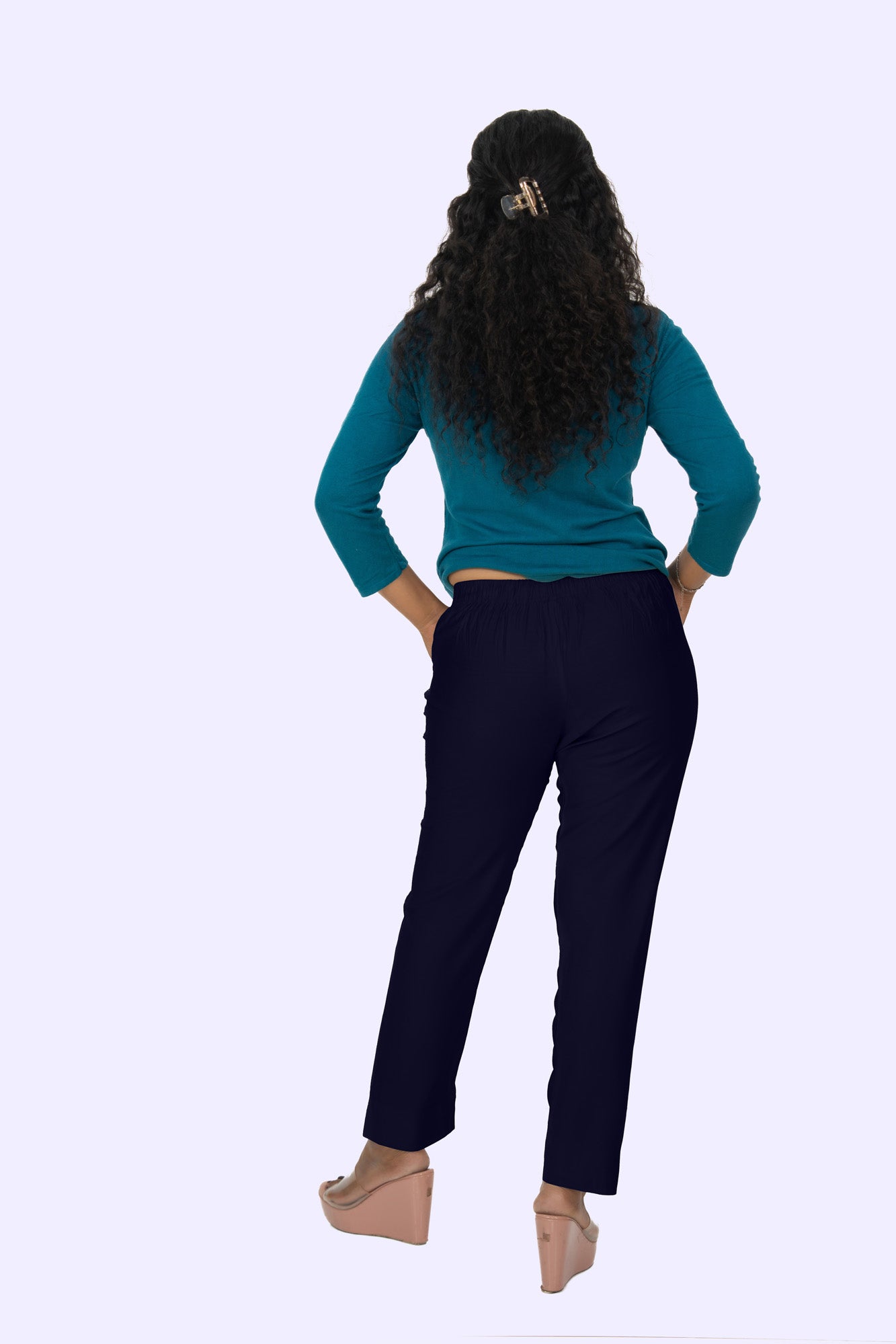 Navy Rayon Silk Pants