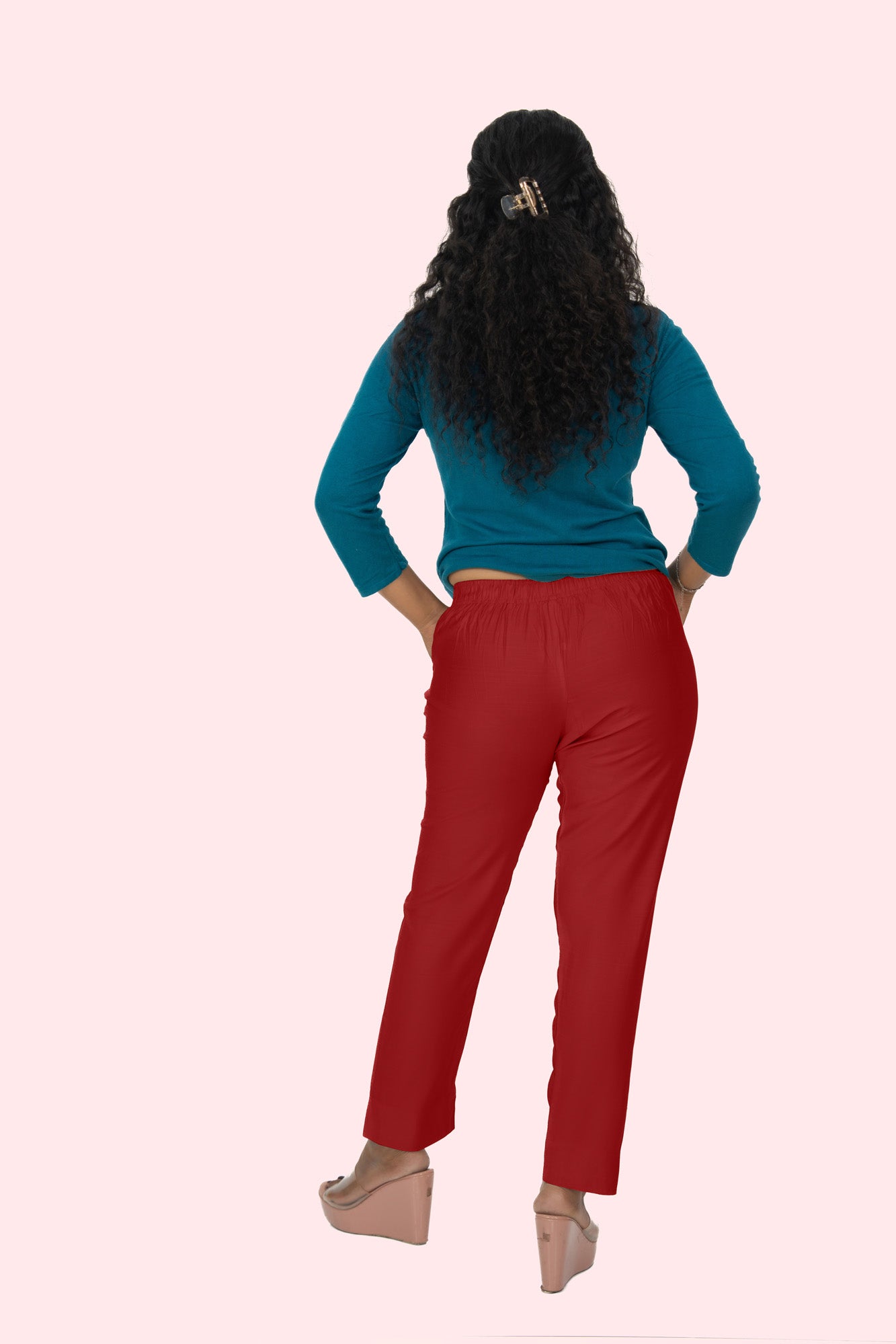 Red Rayon Silk Pants