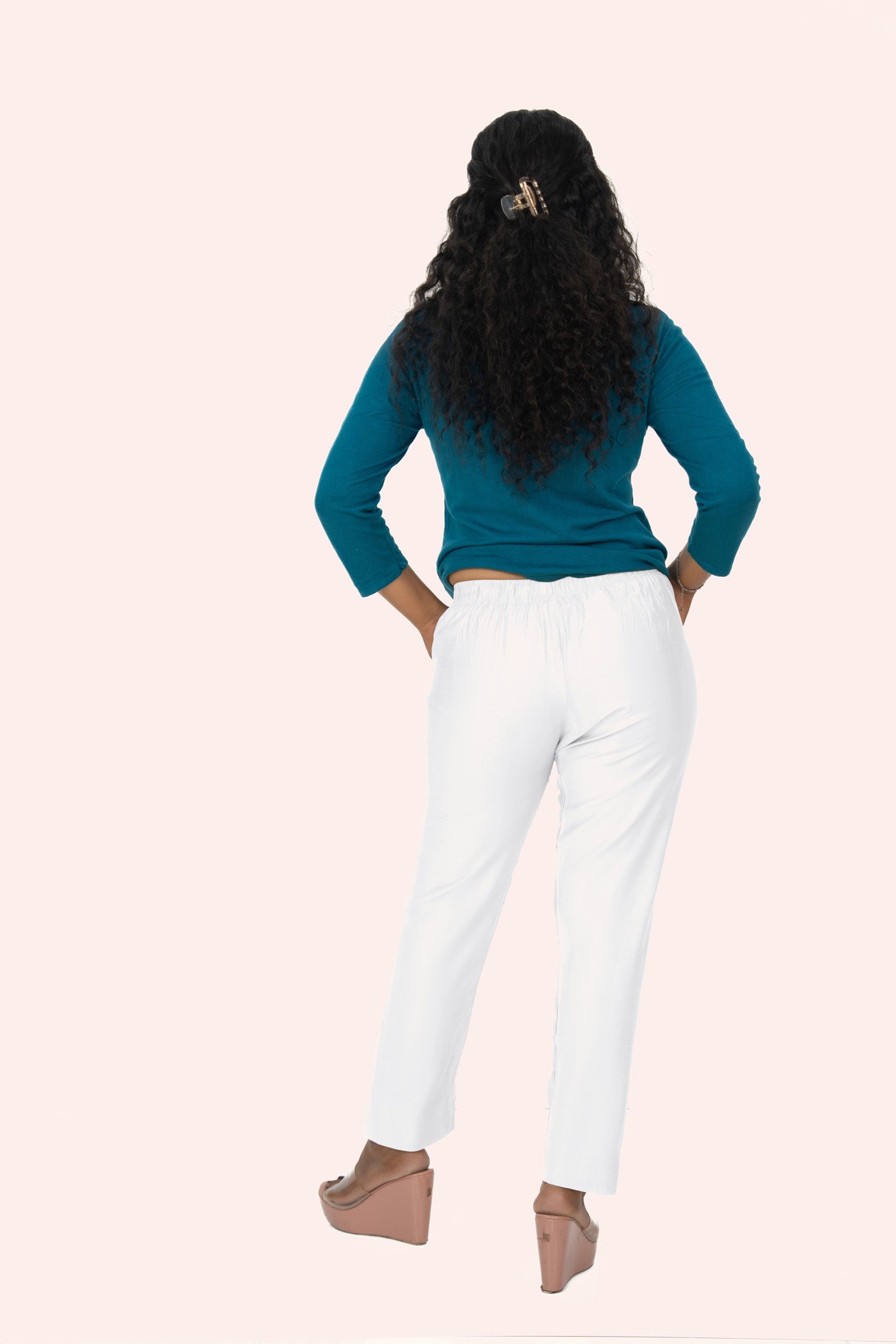 White Rayon Silk Pants