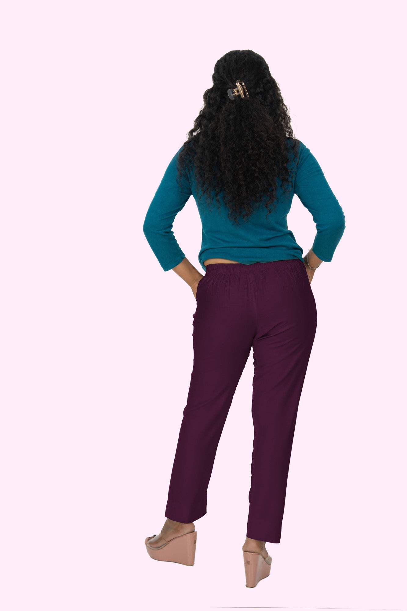 Wine Rayon Silk Pants