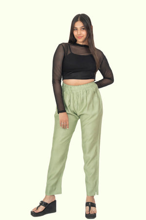 Fire Green Rayon Silk Pants