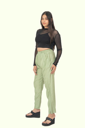 Fire Green Rayon Silk Pants