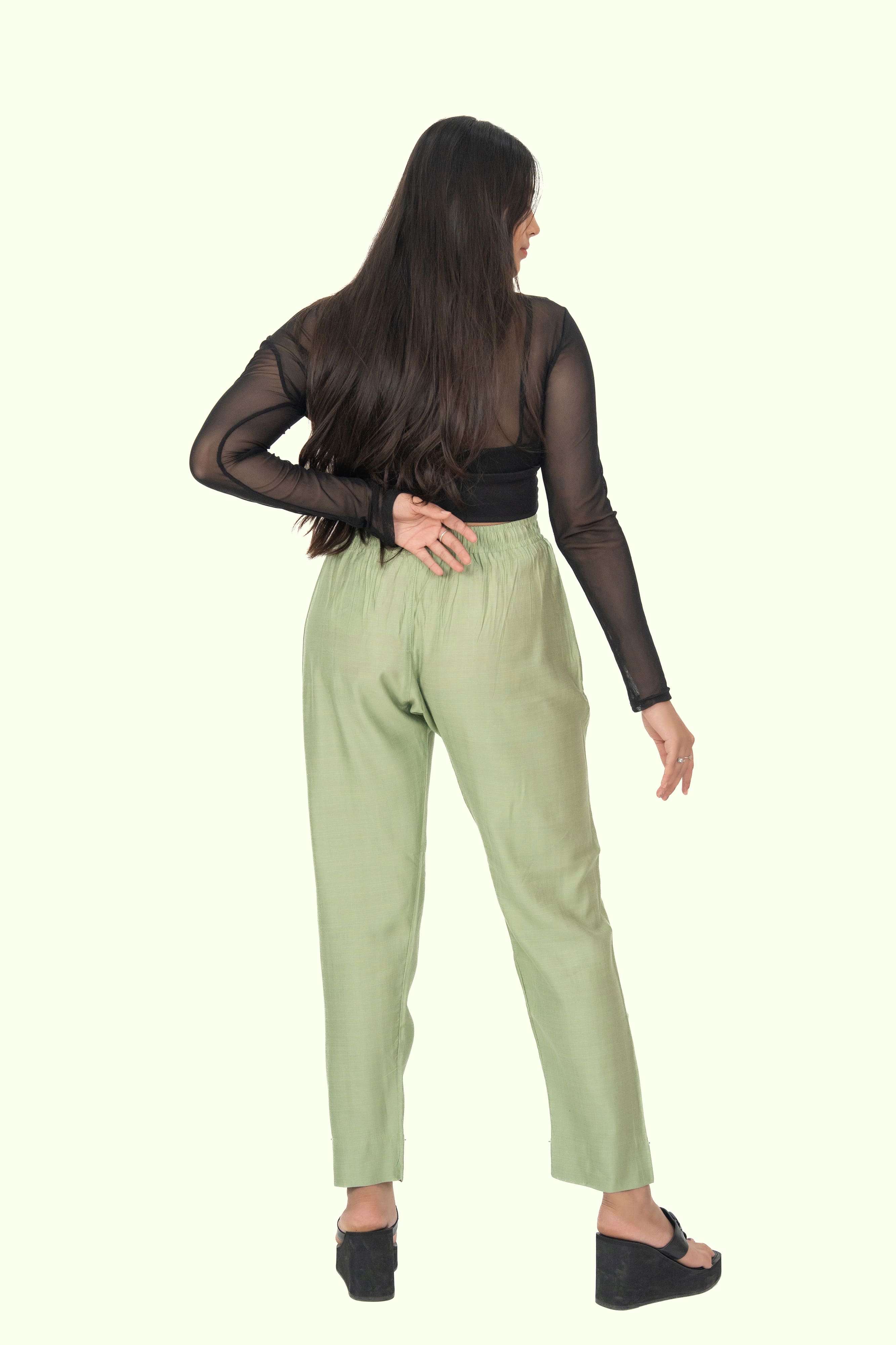 Fire Green Rayon Silk Pants