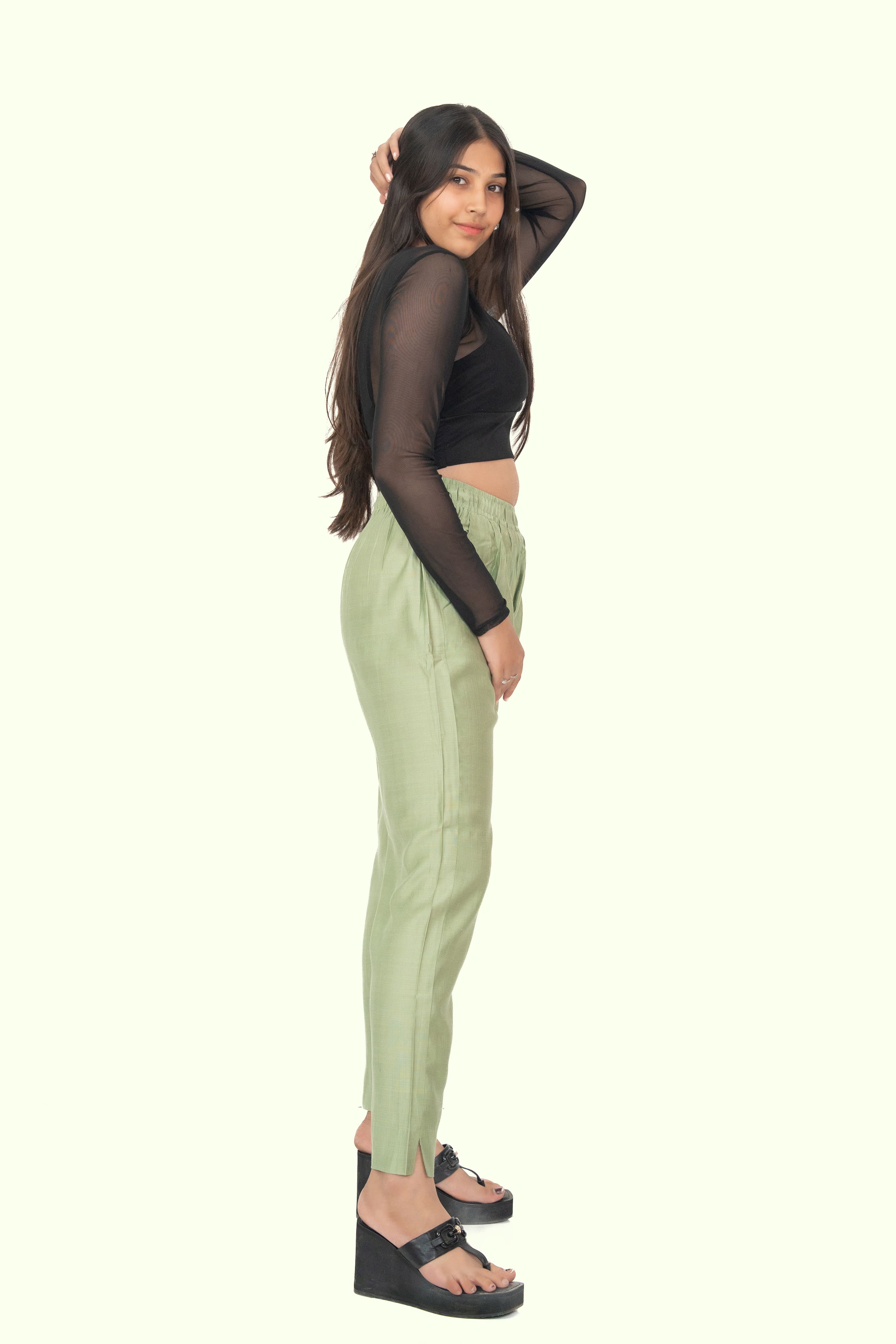 Fire Green Rayon Silk Pants