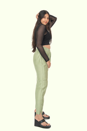 Fire Green Rayon Silk Pants