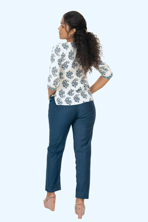 Peacock Blue Rayon Silk Pants