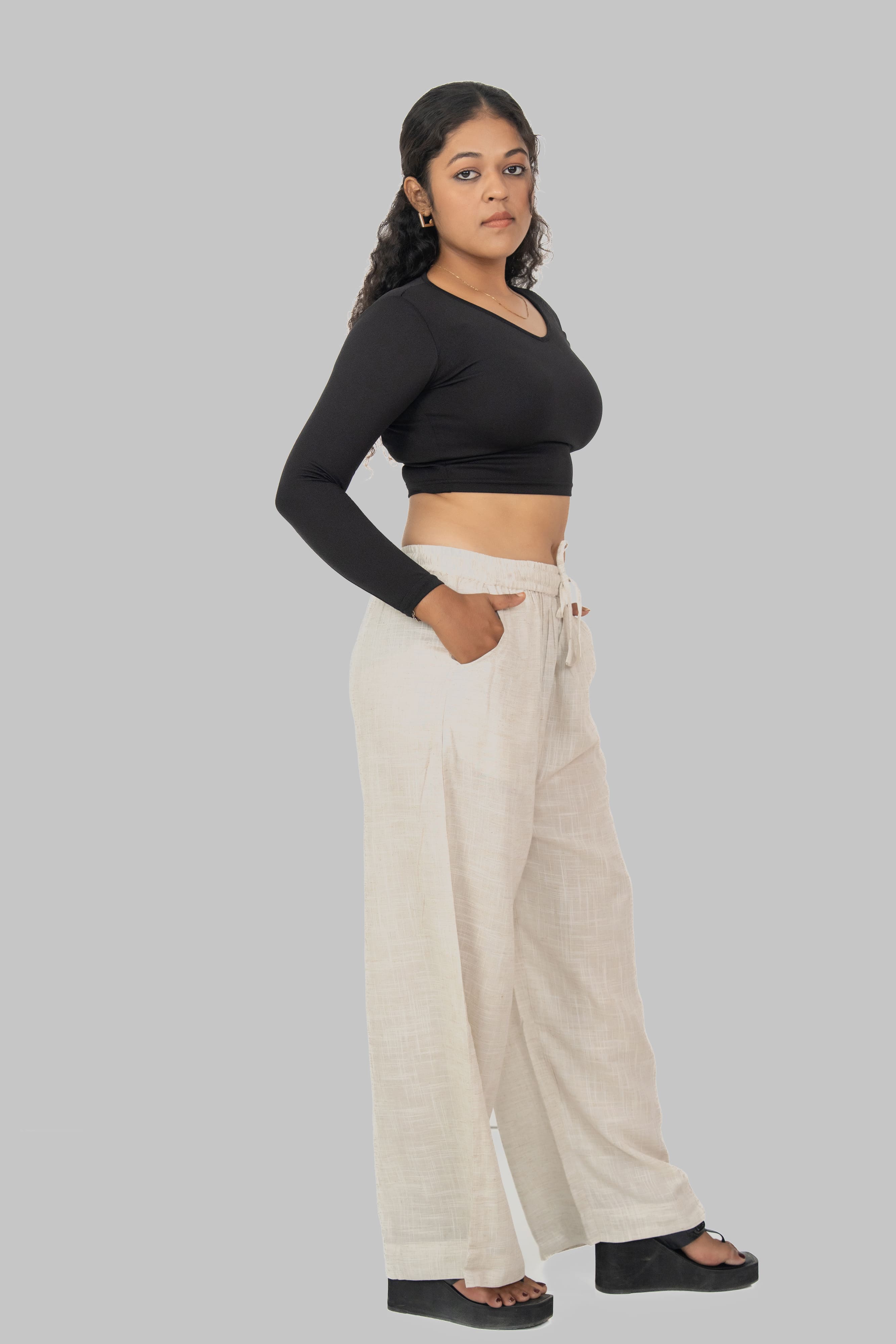Beige Linen Palazzo