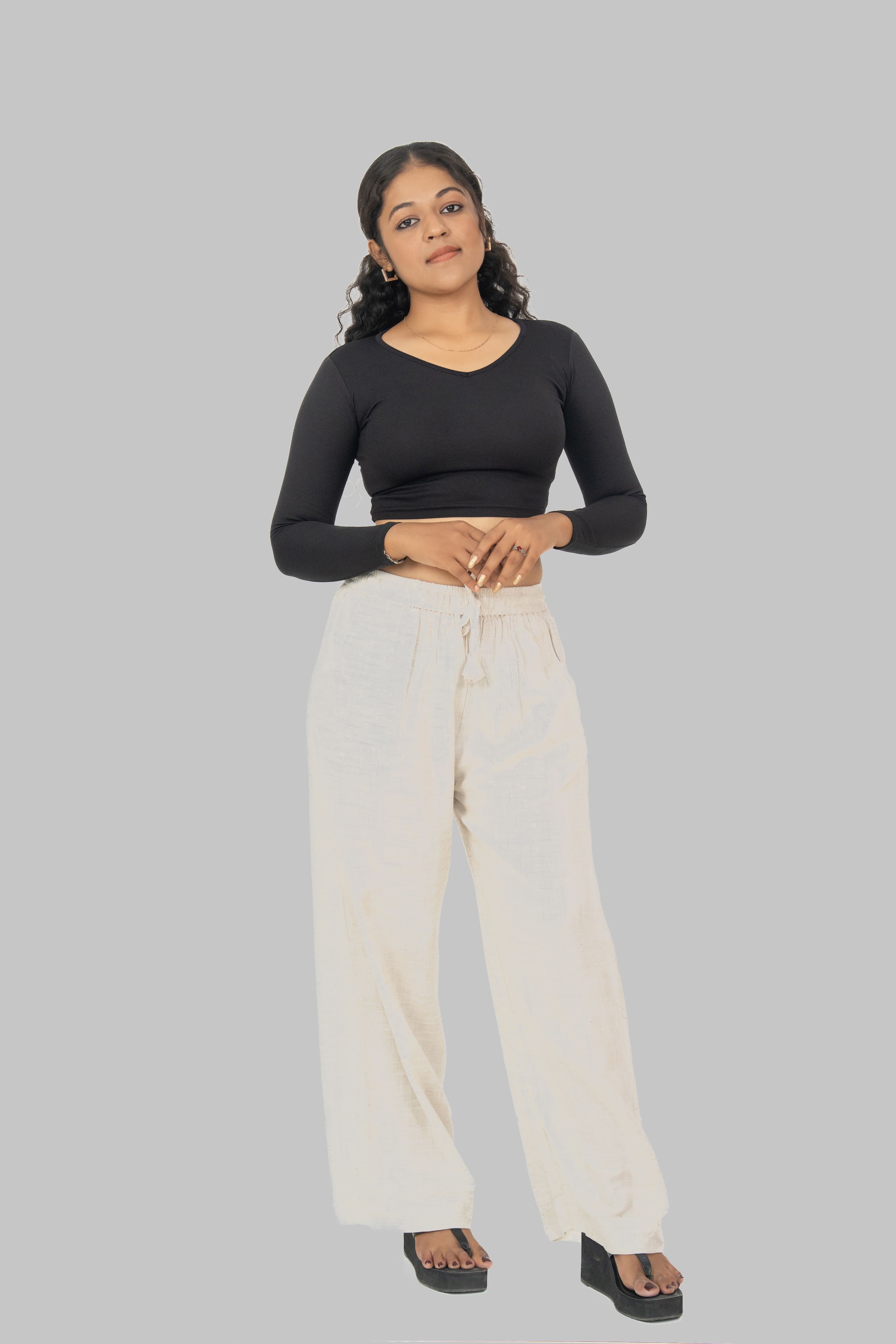 Beige Linen Palazzo