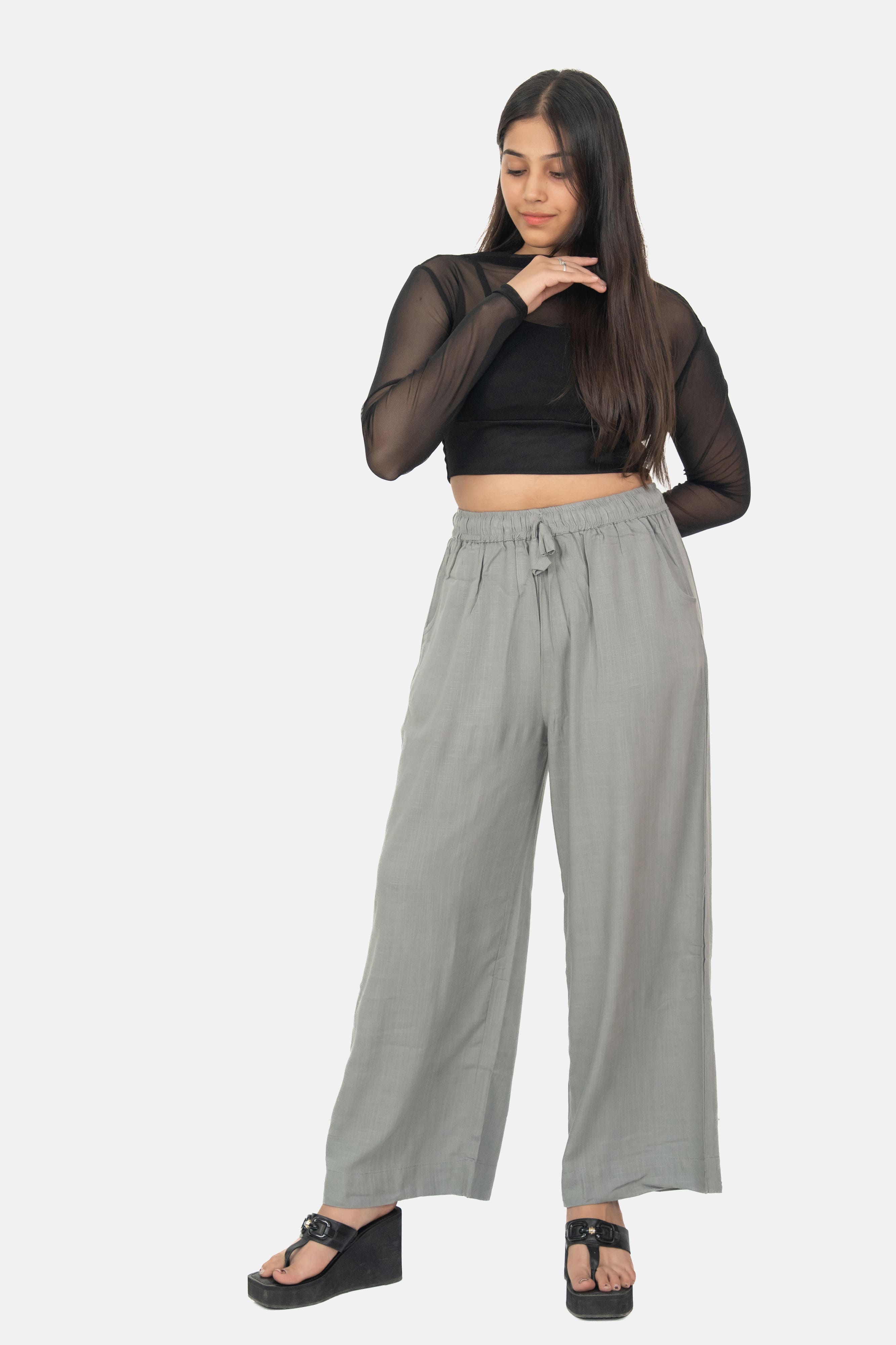 Light Grey Linen Palazzo