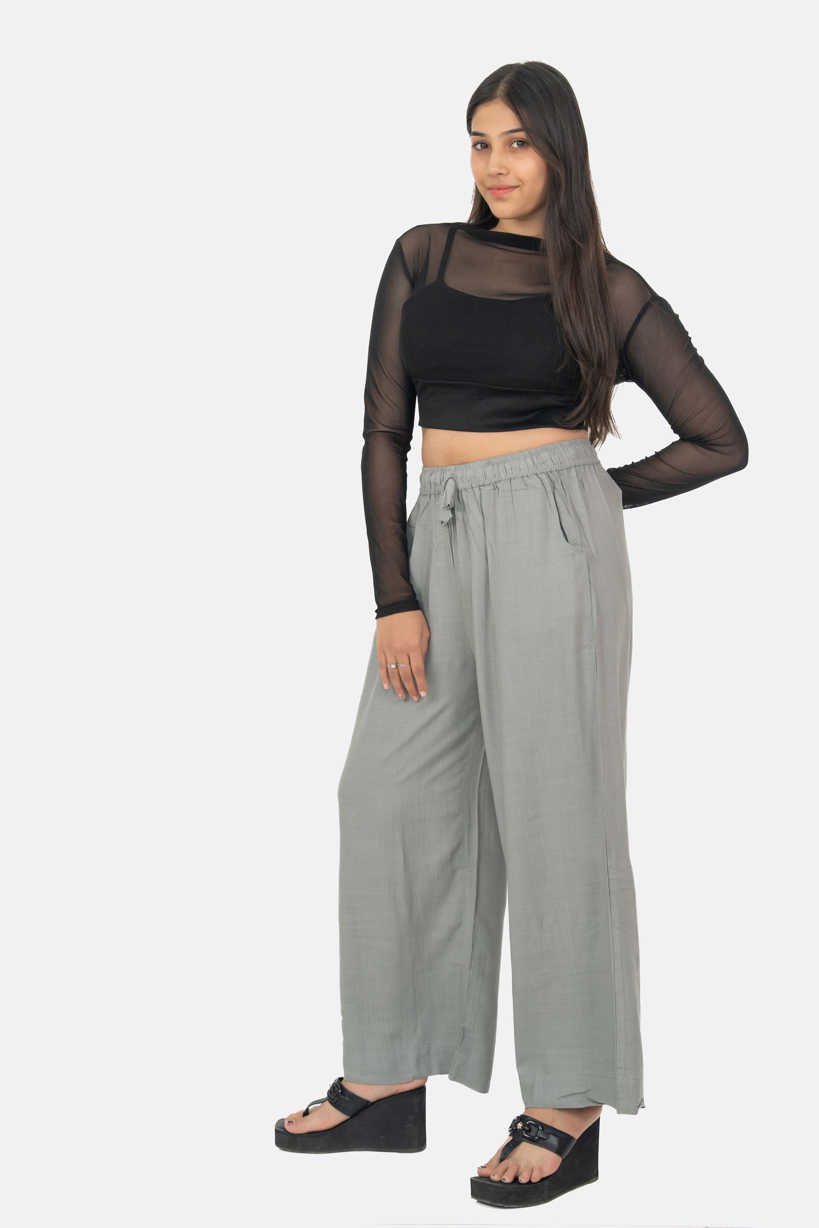 Light Grey Linen Palazzo