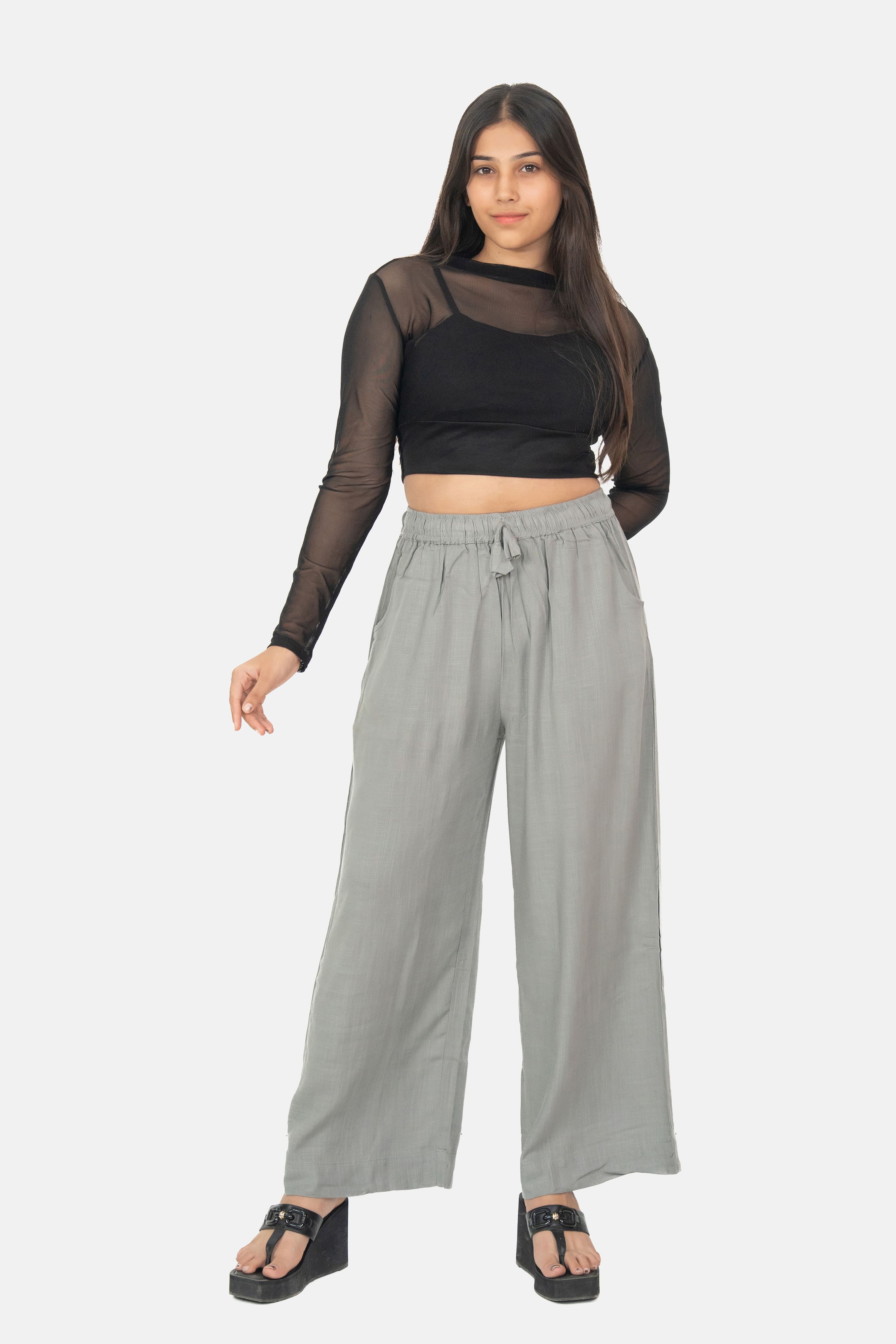 Light Grey Linen Palazzo