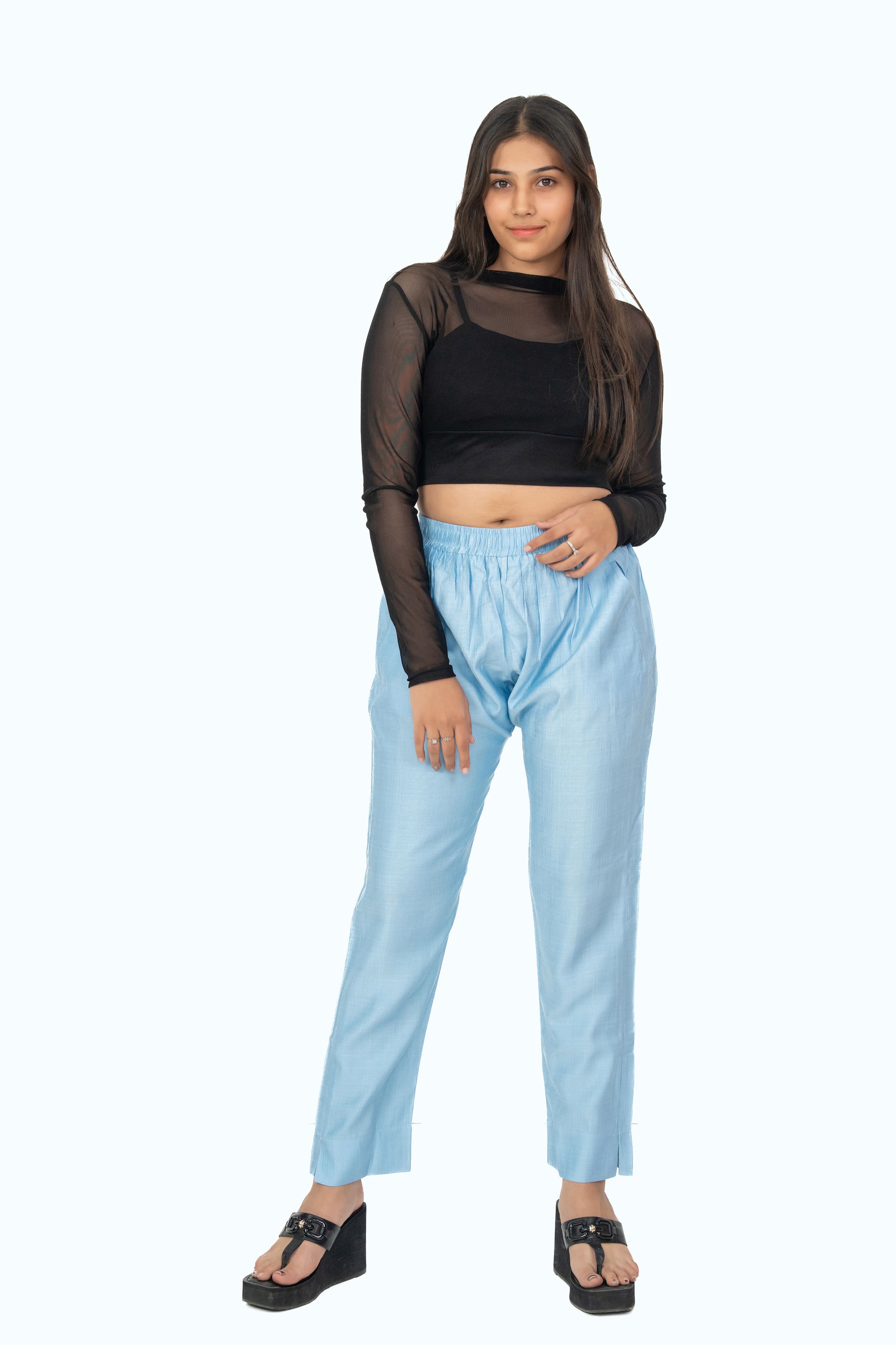 Baby Blue Rayon Silk Pants