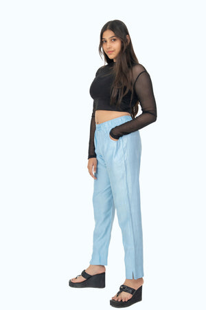 Baby Blue Rayon Silk Pants