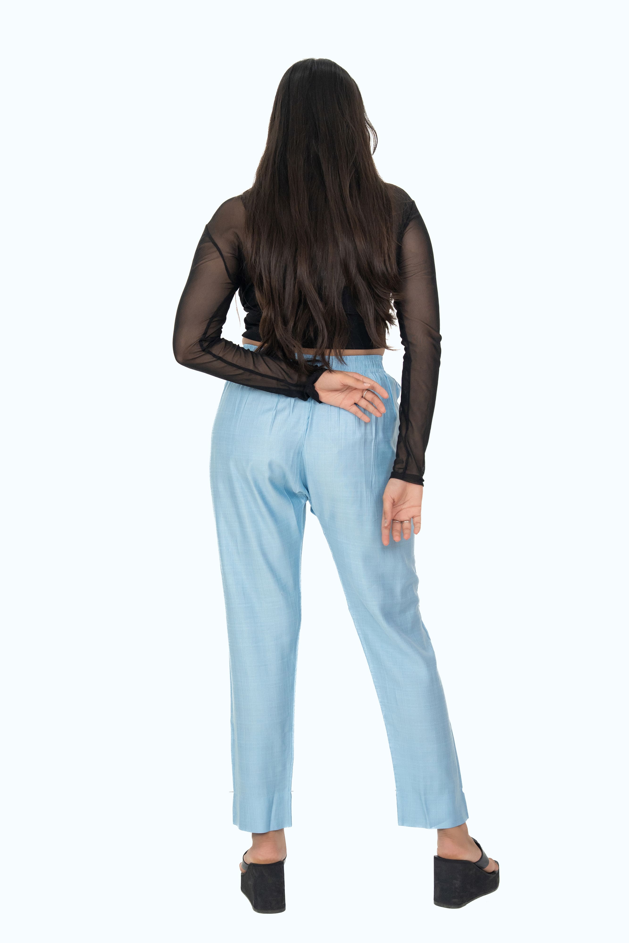Baby Blue Rayon Silk Pants